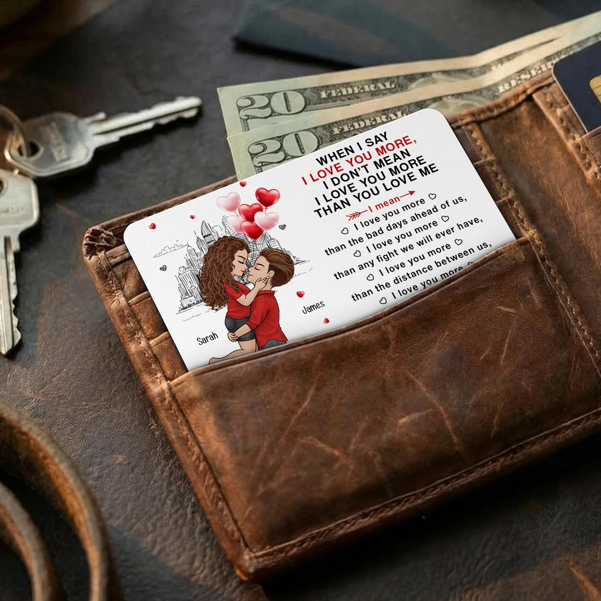 When I Say I Love You More Gift For Husband, Boyfriend, Gift For Him - Personalized Wallet Card - Image 4
