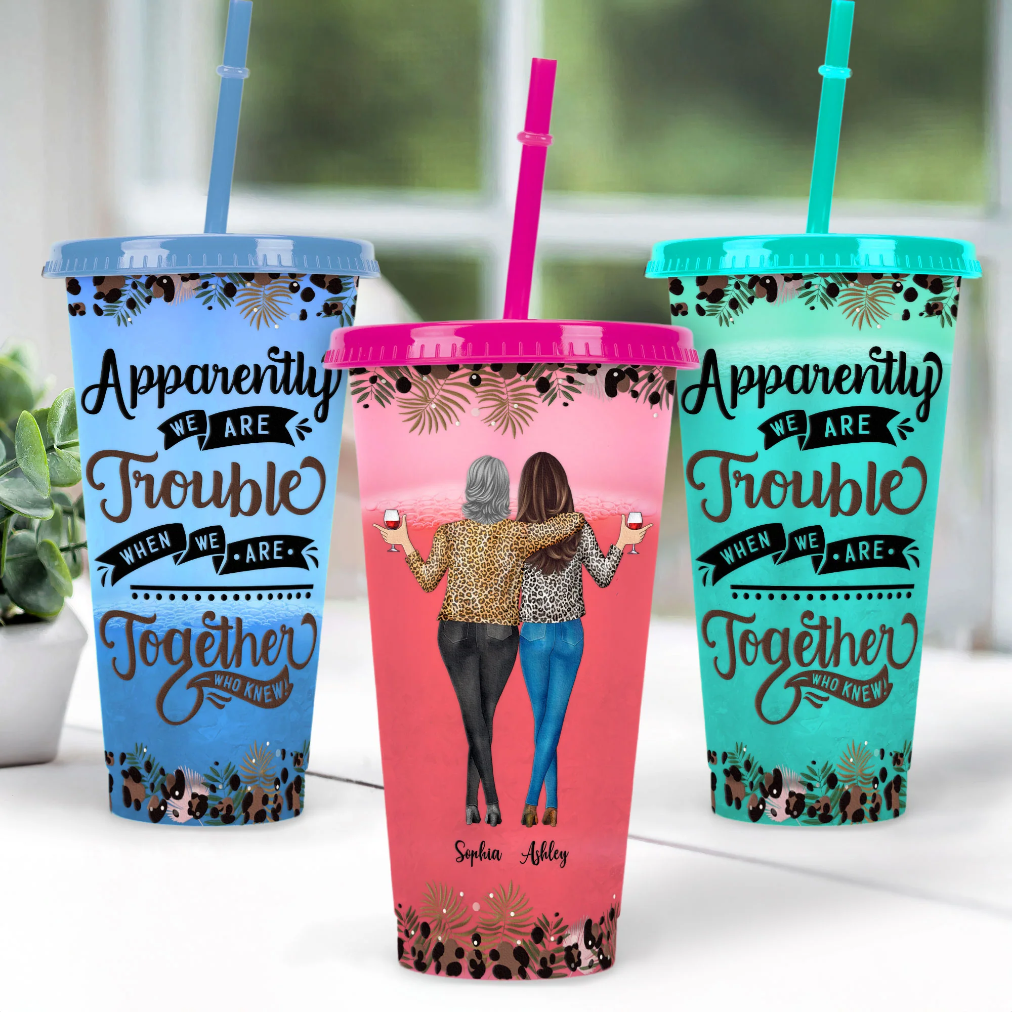 When We're Together, We Are Trouble - Personalized Color Changing Cup - Image 2