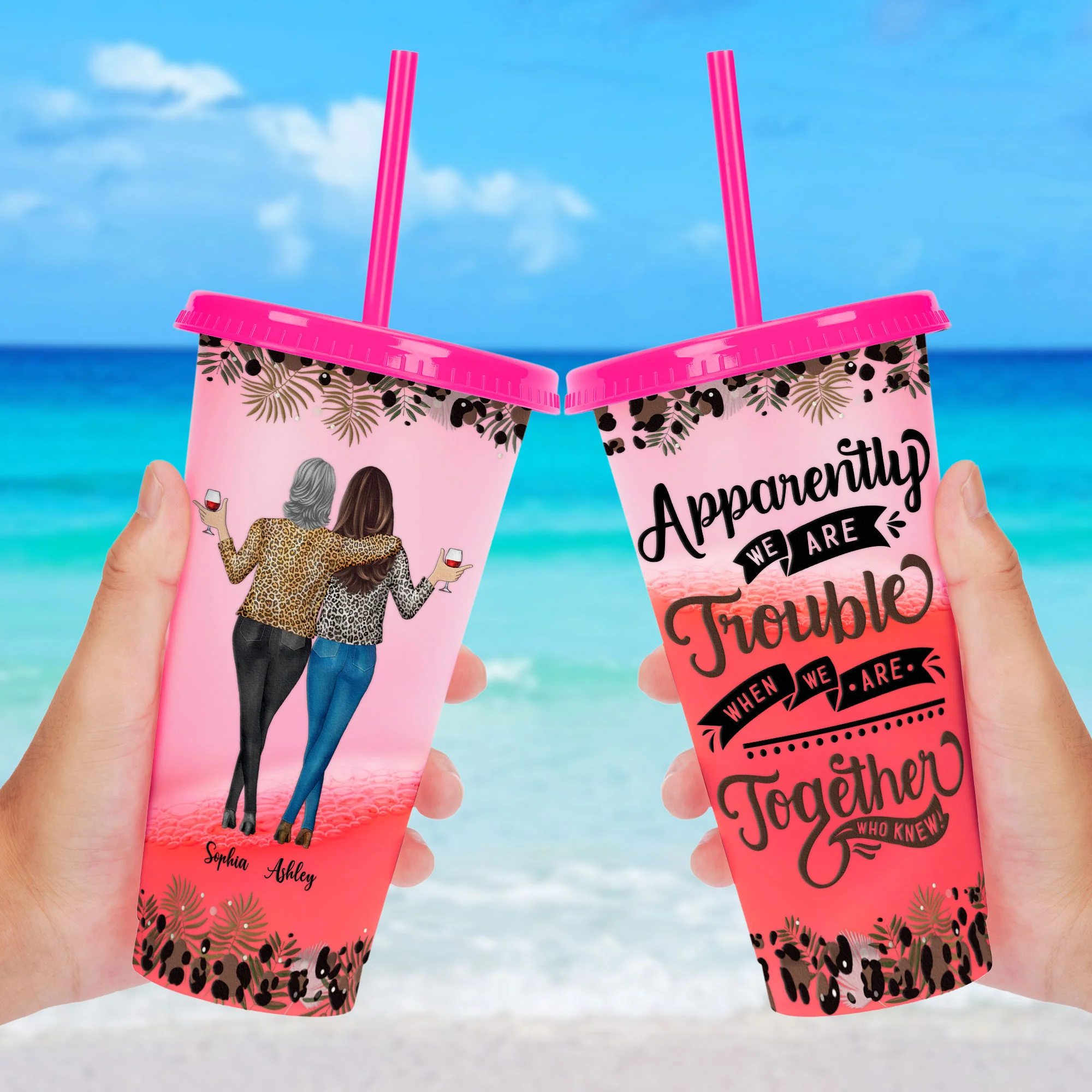 When We're Together, We Are Trouble - Personalized Color Changing Cup - Image 3