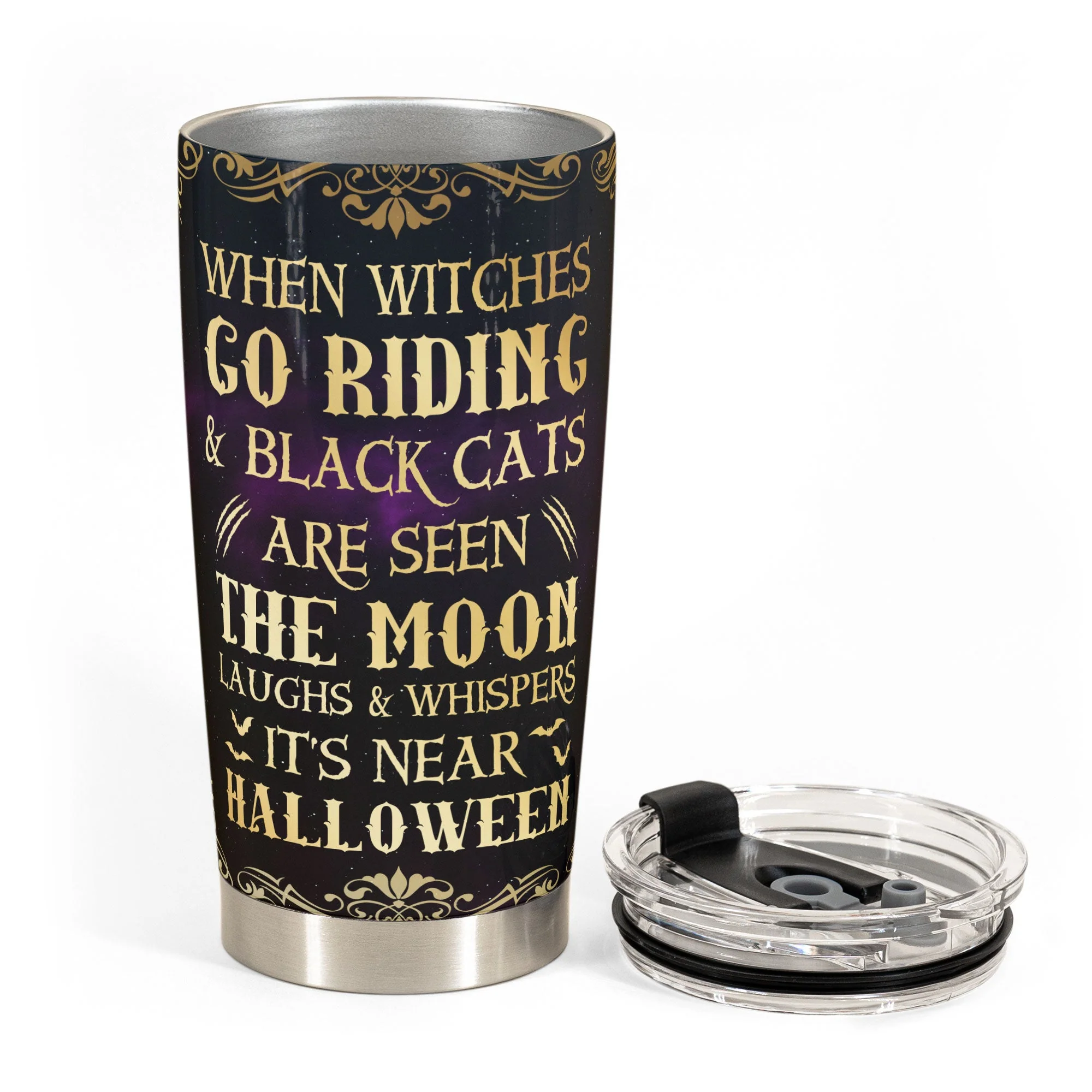 When Witches Go Riding And Black Cats Are Seen - Personalized Tumbler Cup - Halloween Gift For Witches, Cat Lover - Image 3