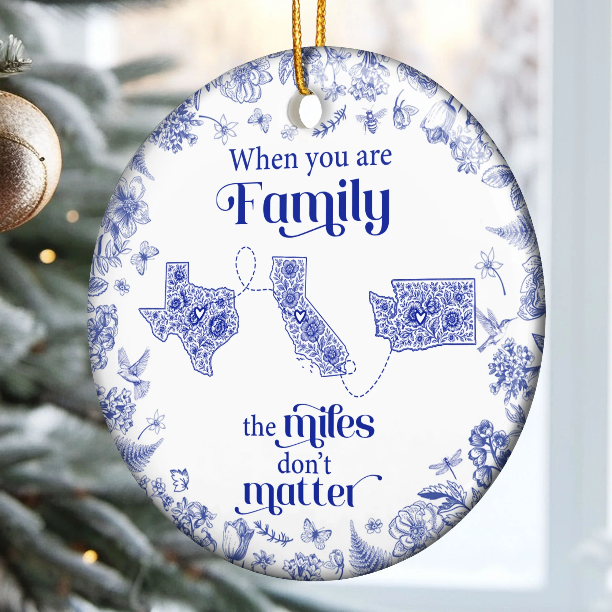 When You Are Family, Siblings The Miles Don't Matter - Personalized Ceramic Ornament - Image 2