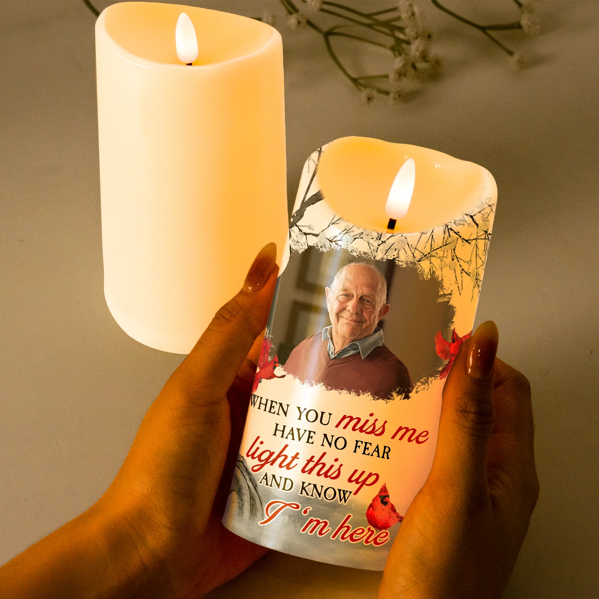 When You Miss Me Have No Fear - Personalized Photo LED Candle - Image 2
