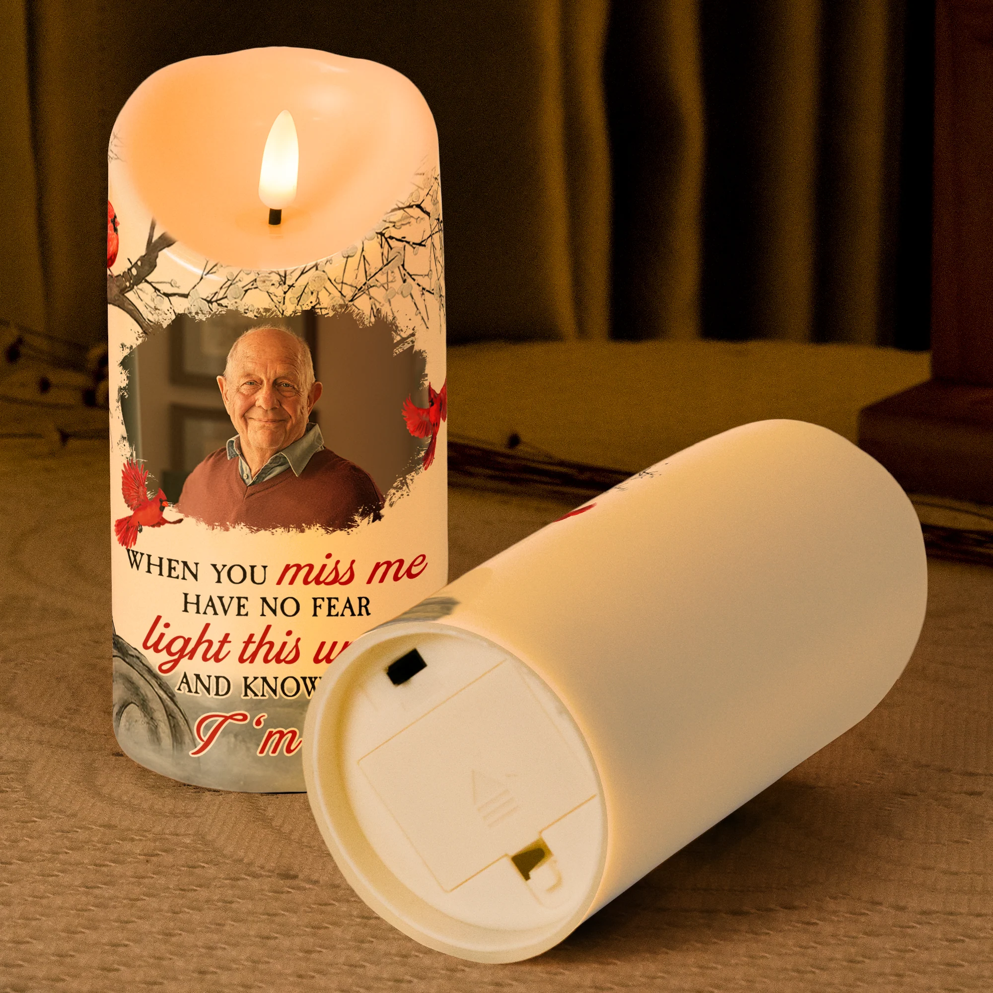 When You Miss Me Have No Fear - Personalized Photo LED Candle - Image 4