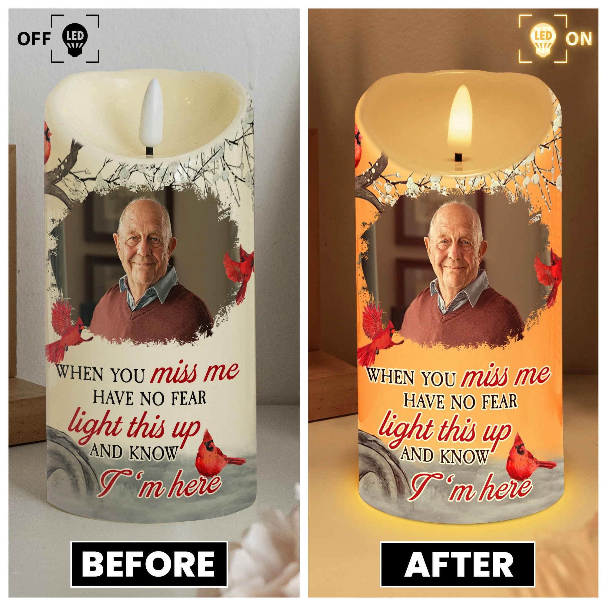 When You Miss Me Have No Fear - Personalized Photo LED Candle - Image 5
