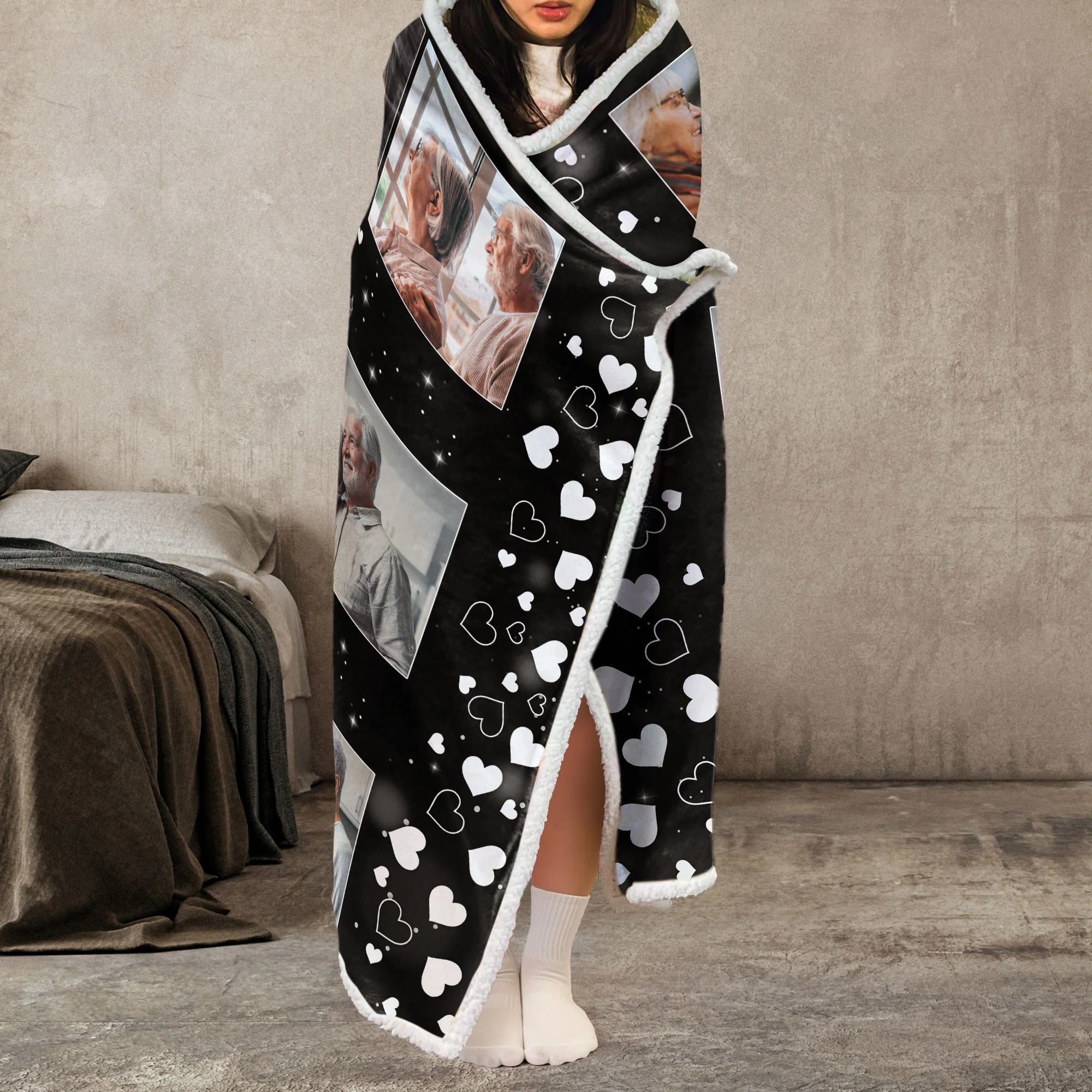 When You Miss Me Hug This Blanket Tight - Personalized Photo Wearable Blanket Hoodie - Image 5
