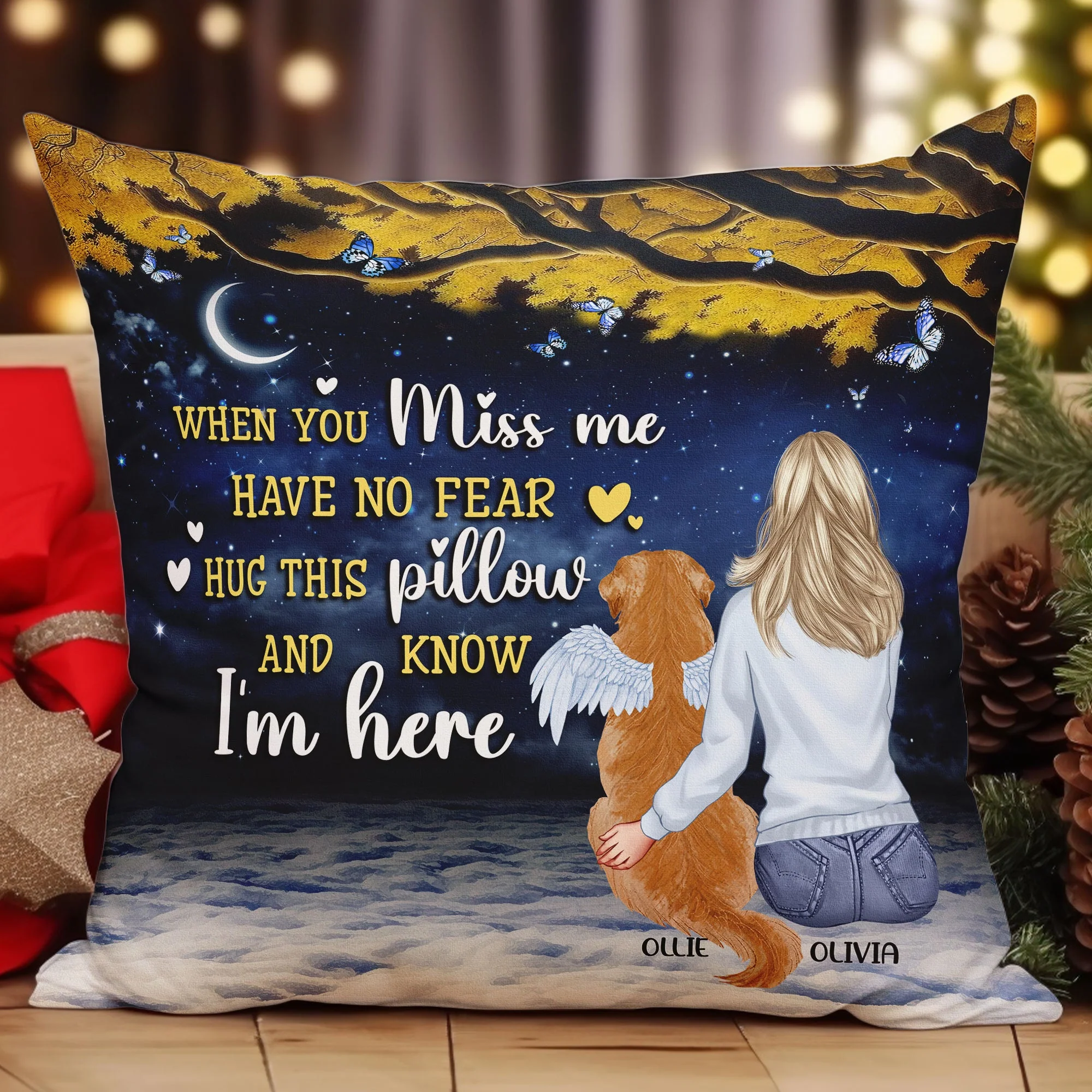 When You Miss Me Hug This Pillow And Know I'M Here - Personalized Pillow (Insert Included) - Image 2