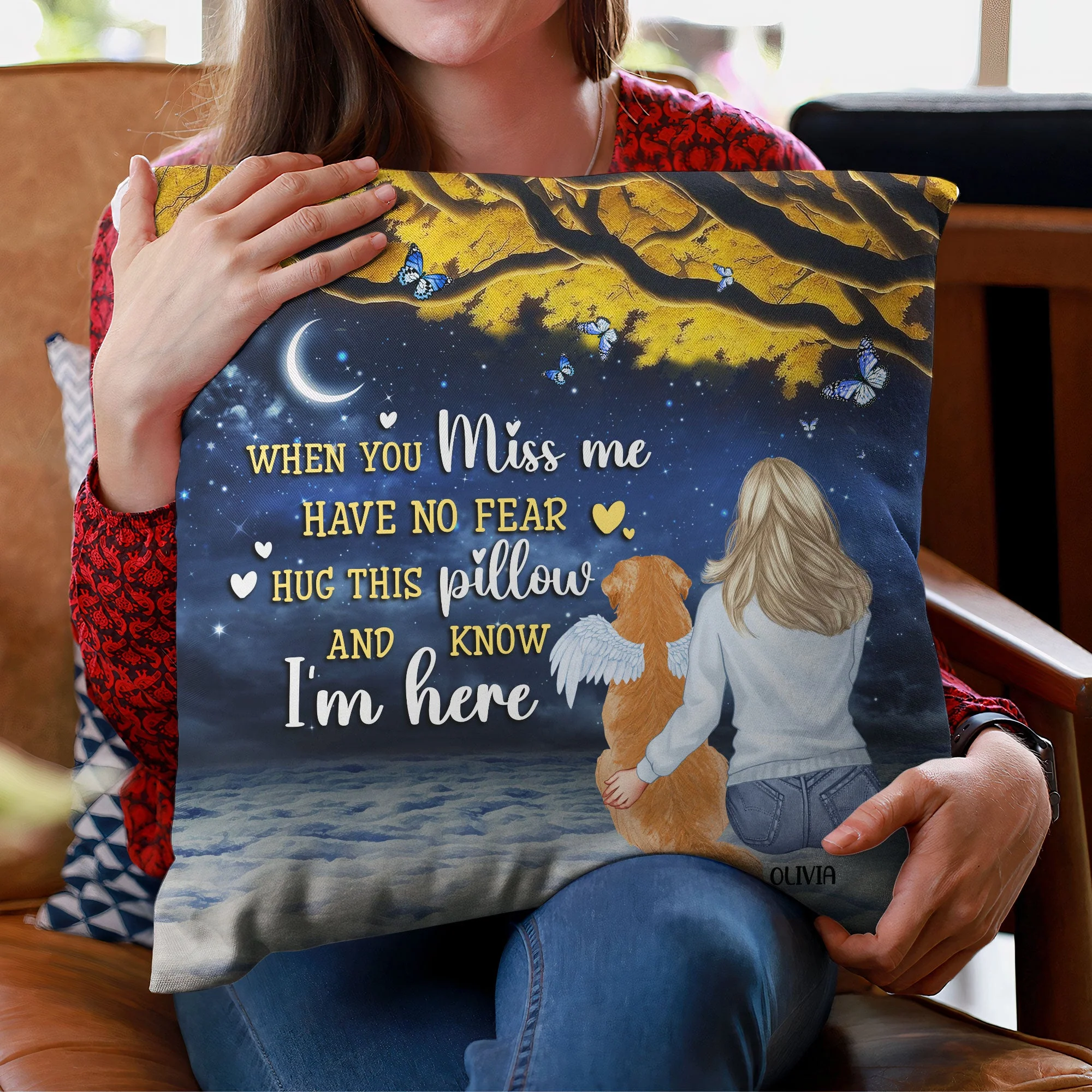 When You Miss Me Hug This Pillow And Know I'M Here - Personalized Pillow (Insert Included) - Image 4