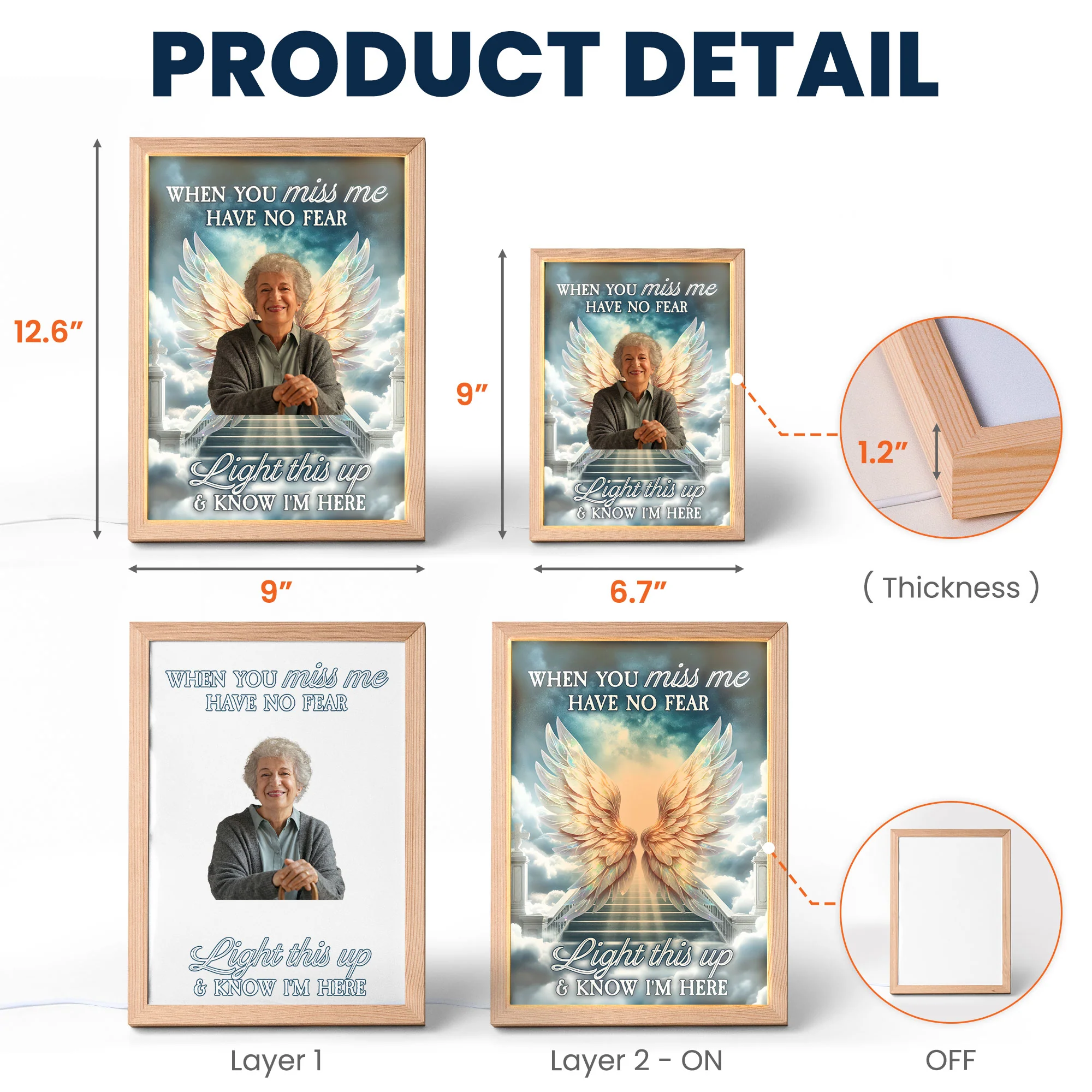 When You Miss Me Light This Up - Personalized Photo Light Up Picture Frame - Image 10