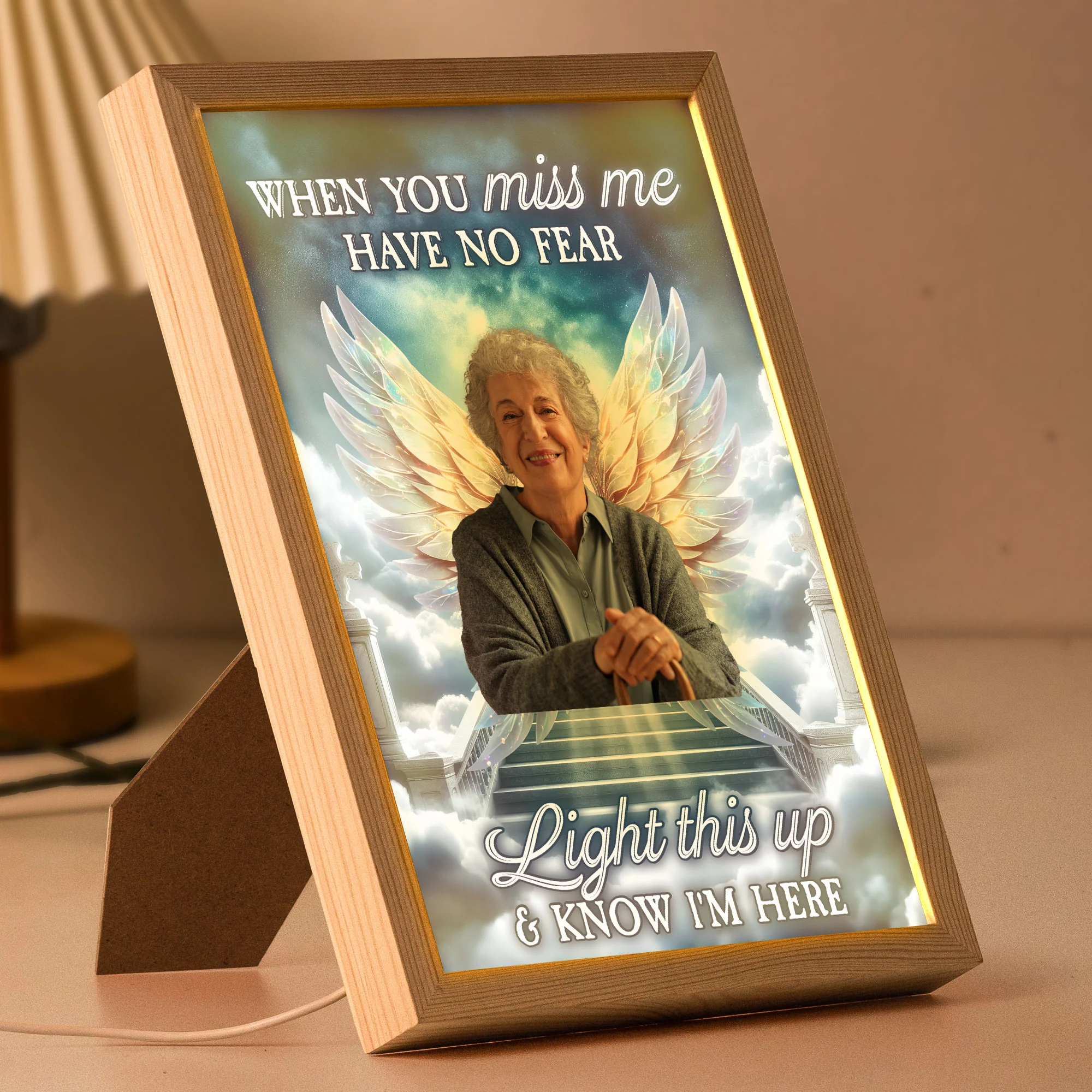 When You Miss Me Light This Up - Personalized Photo Light Up Picture Frame - Image 7