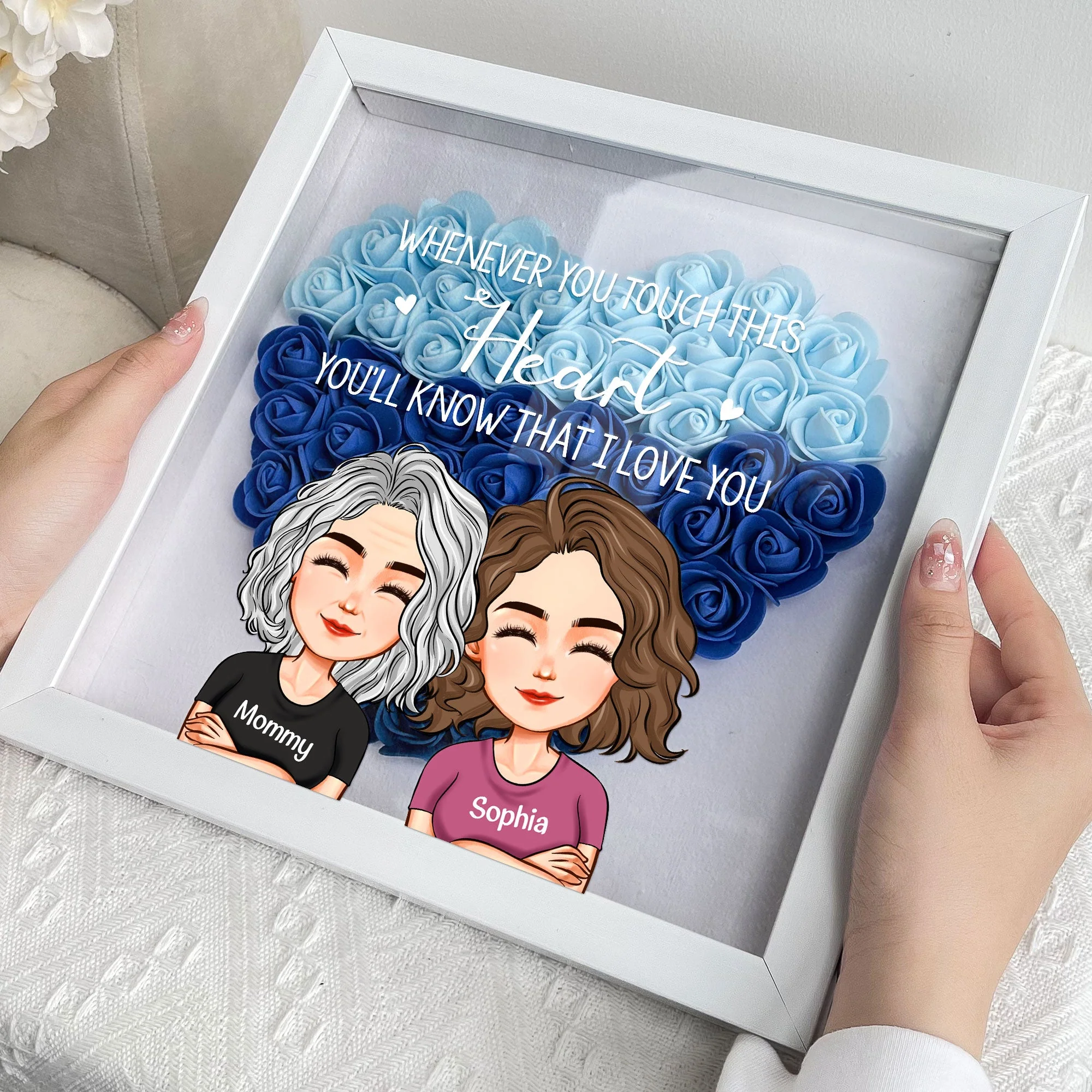 Whenever You Touch This Heart - Personalized Flower Shadow Box - Image 3