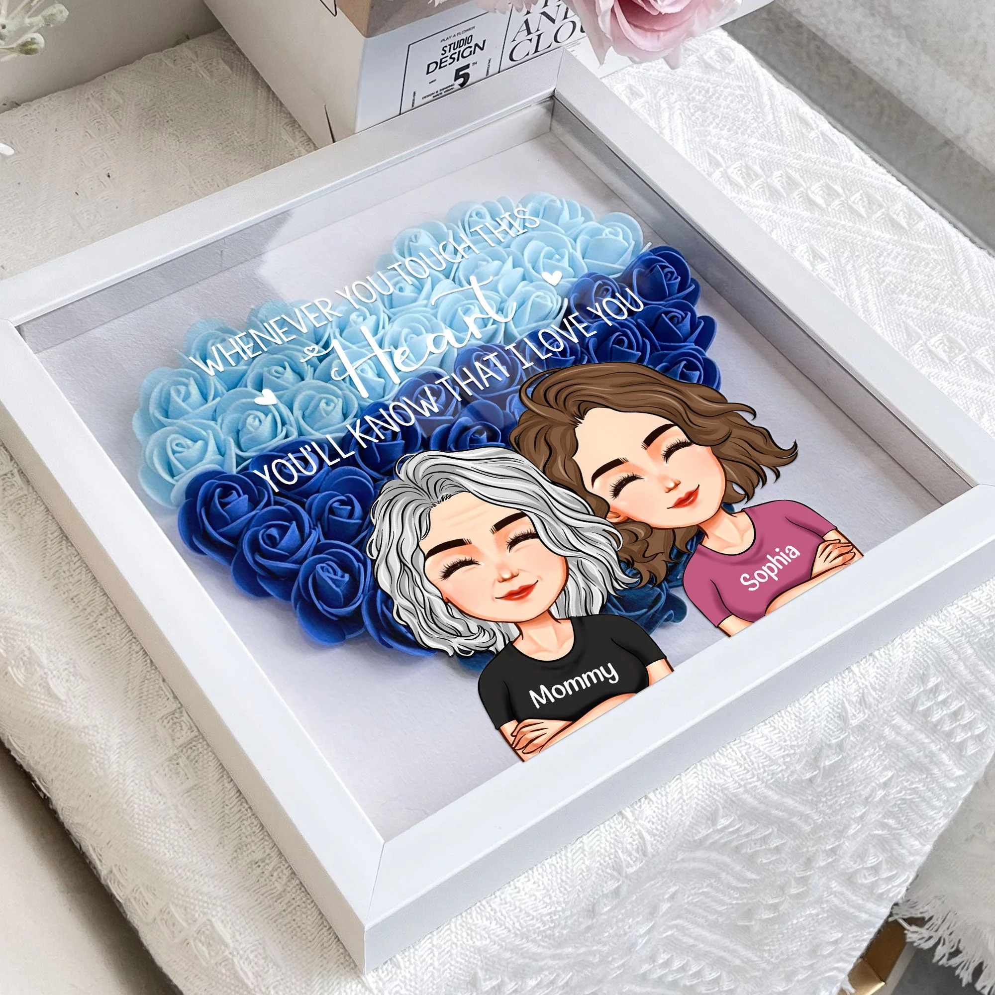 Whenever You Touch This Heart - Personalized Flower Shadow Box - Image 4
