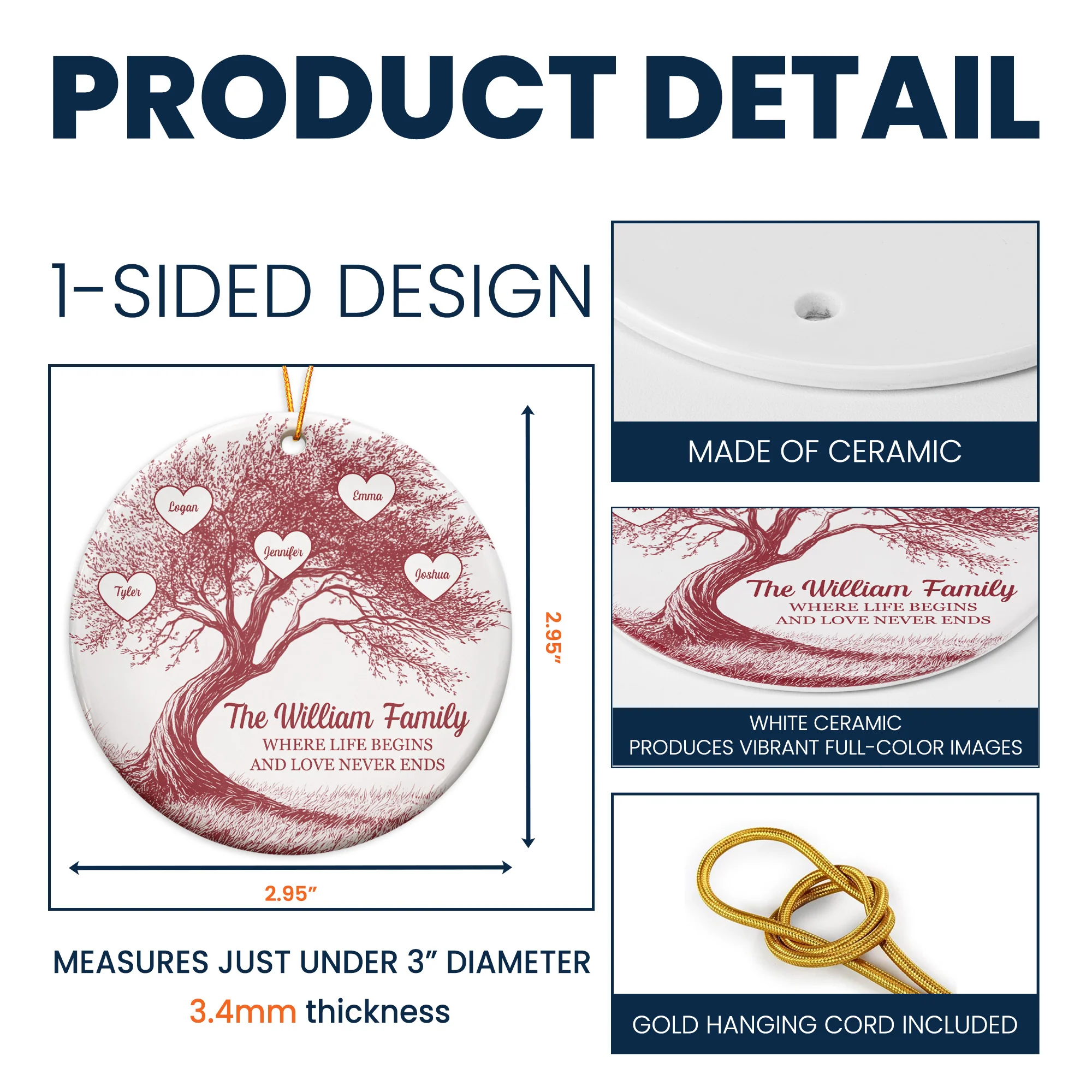 Where Life Begins And Love Never Ends - Personalized Ceramic Ornament - Image 5