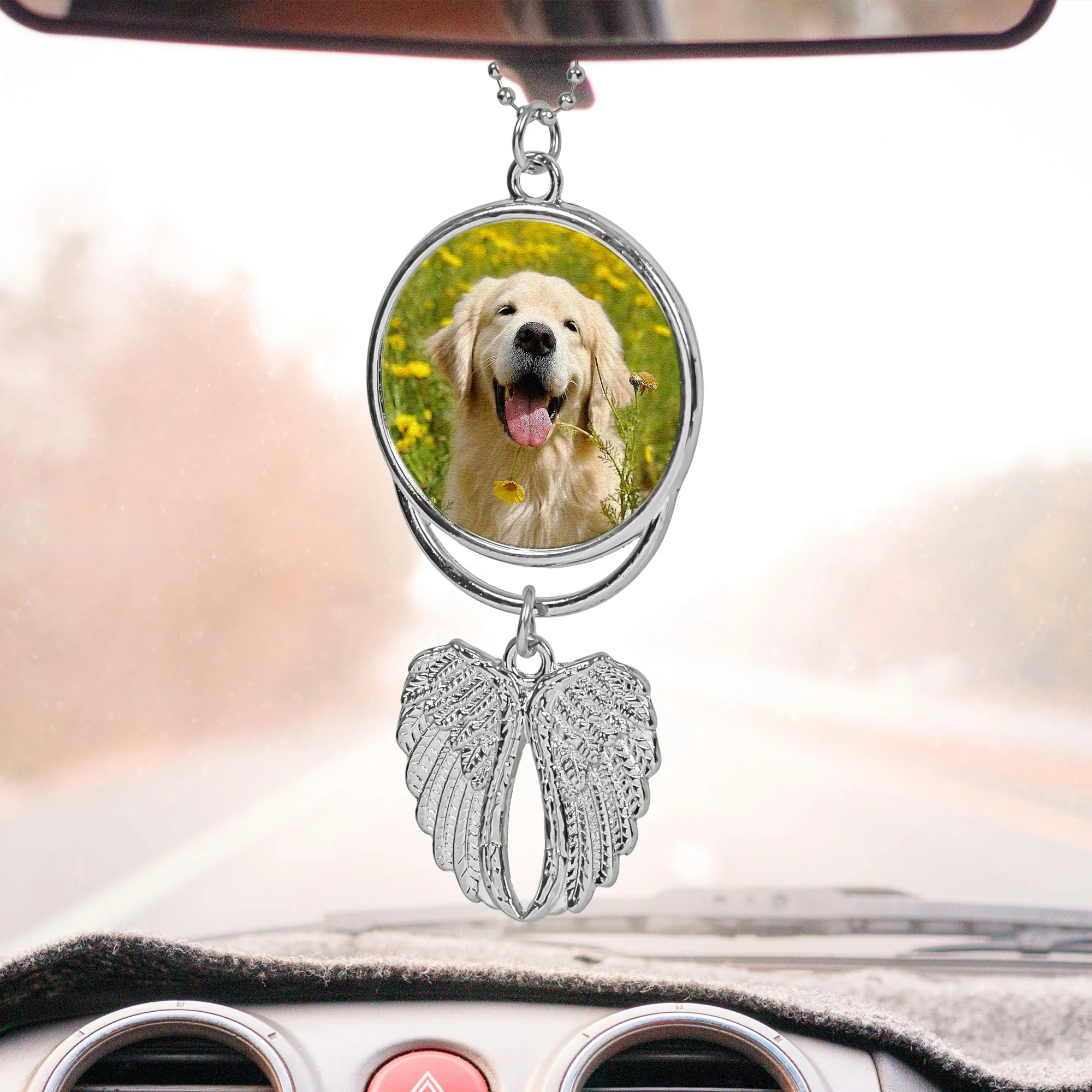 Whilst No Longer By My Side, We’ll Never Be Apart - Custom Angel Wings Car Hanging Photo Ornament - Image 4