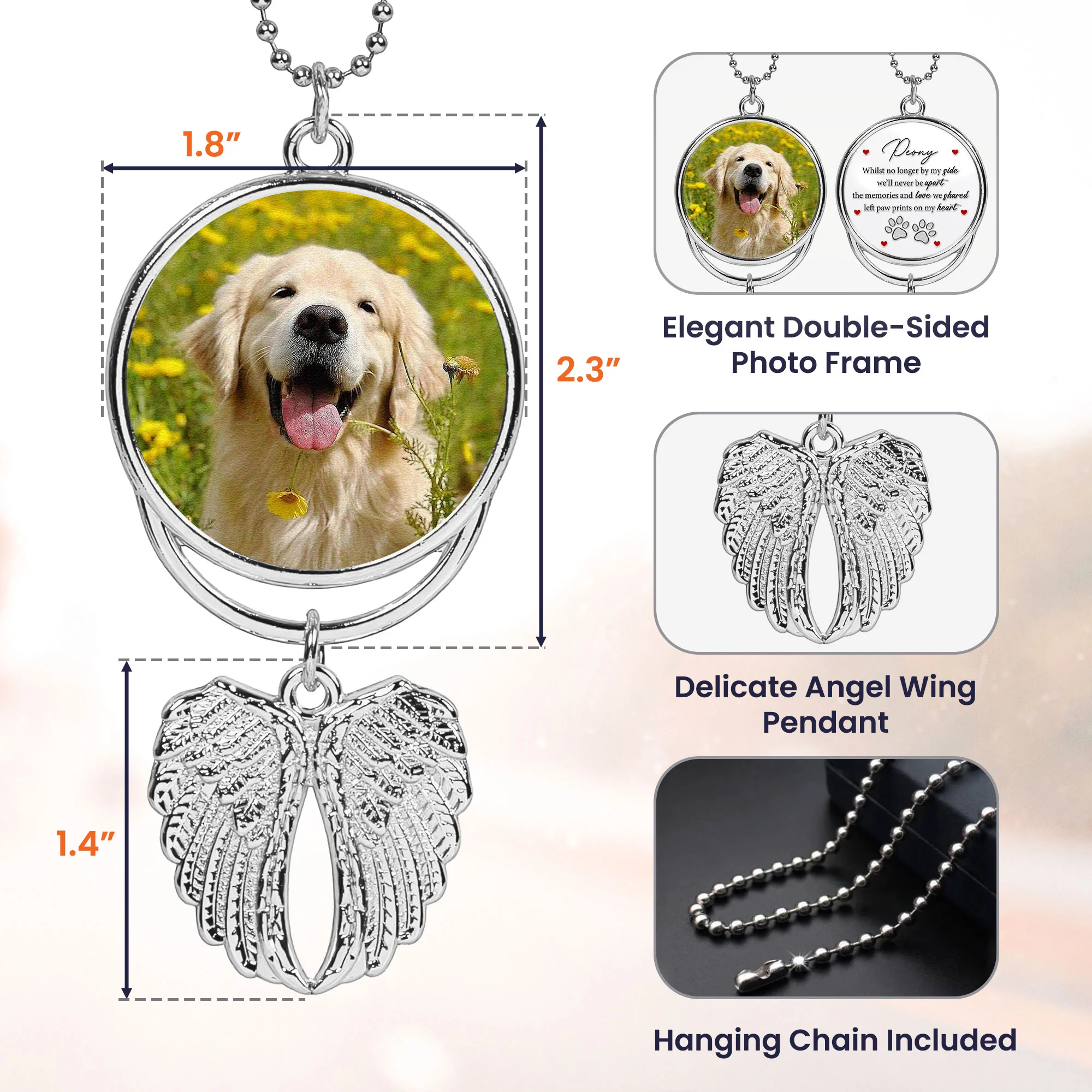 Whilst No Longer By My Side, We’ll Never Be Apart - Custom Angel Wings Car Hanging Photo Ornament - Image 6