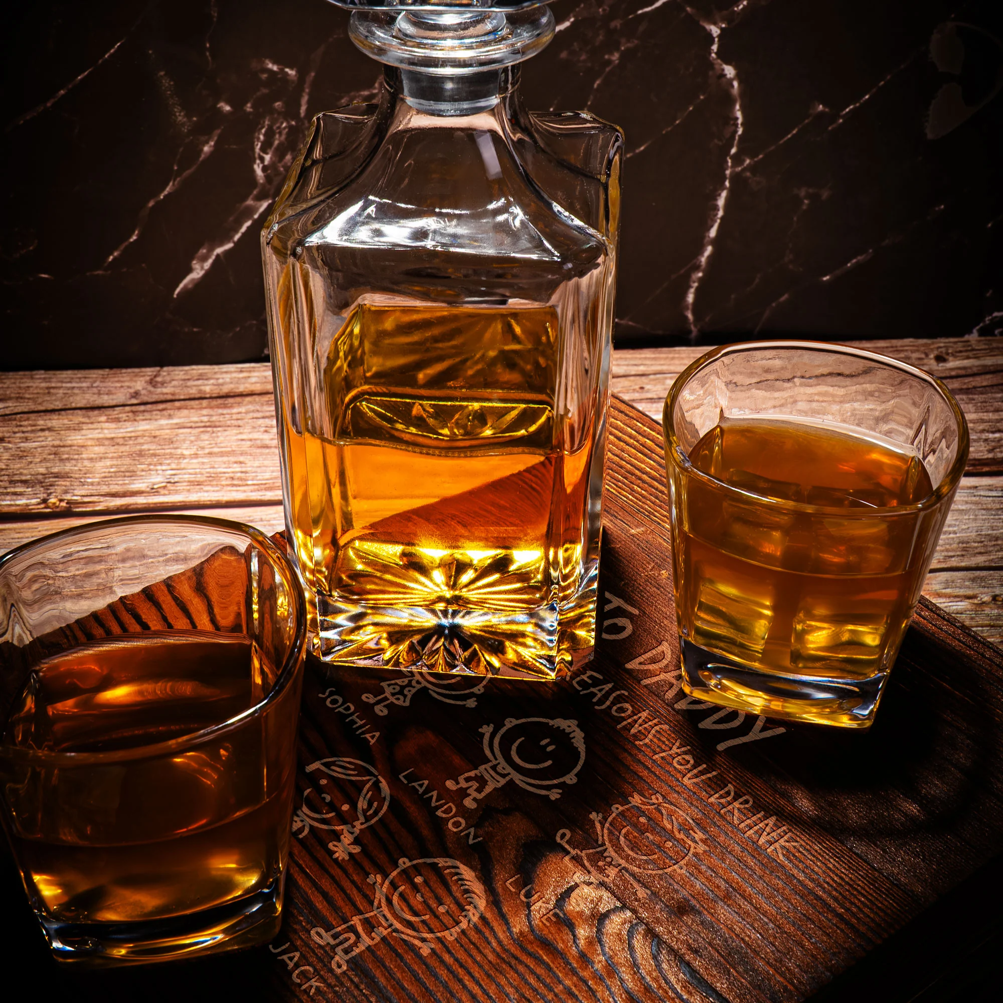 Whiskey Gift For Dad From The Reasons You Drink - Personalized Whiskey Decanter Set - Image 4