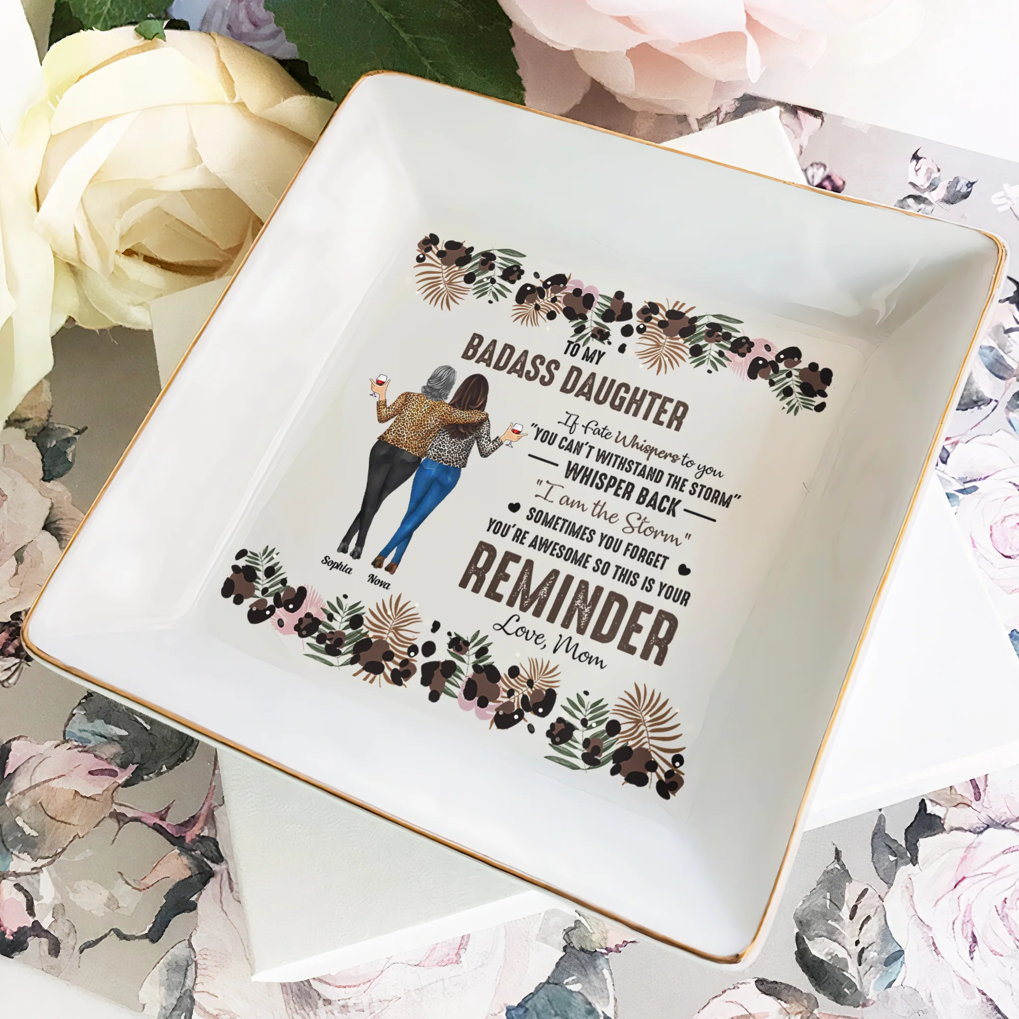 Whisper Back I Am The Storm For Daughter, Friend, Niece - Personalized Jewelry Dish - Image 2