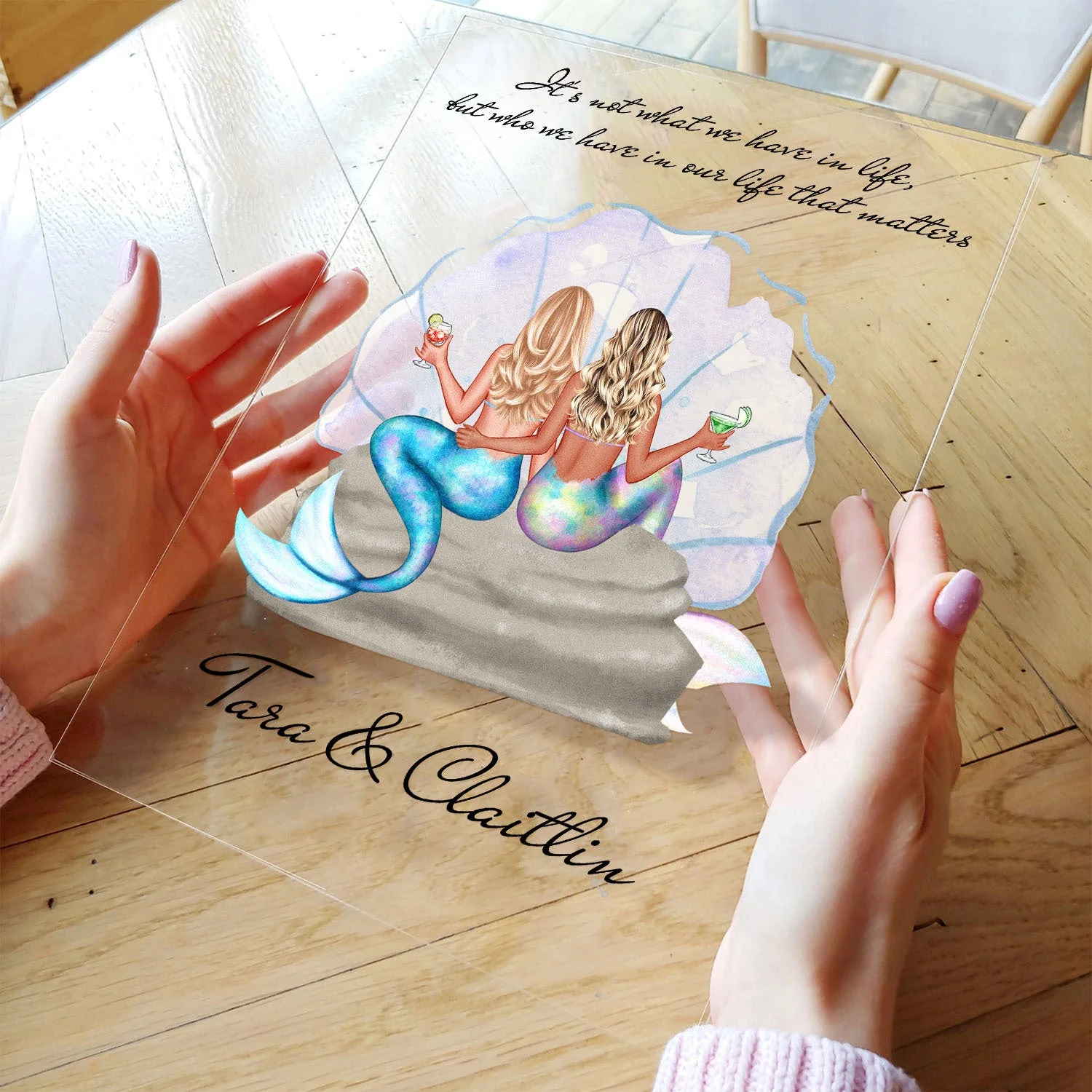 Who We Have In Our Life That Matters - Personalized Acrylic Plaque - Gift For Girls, Mermaid Sisters, Friends - Image 2