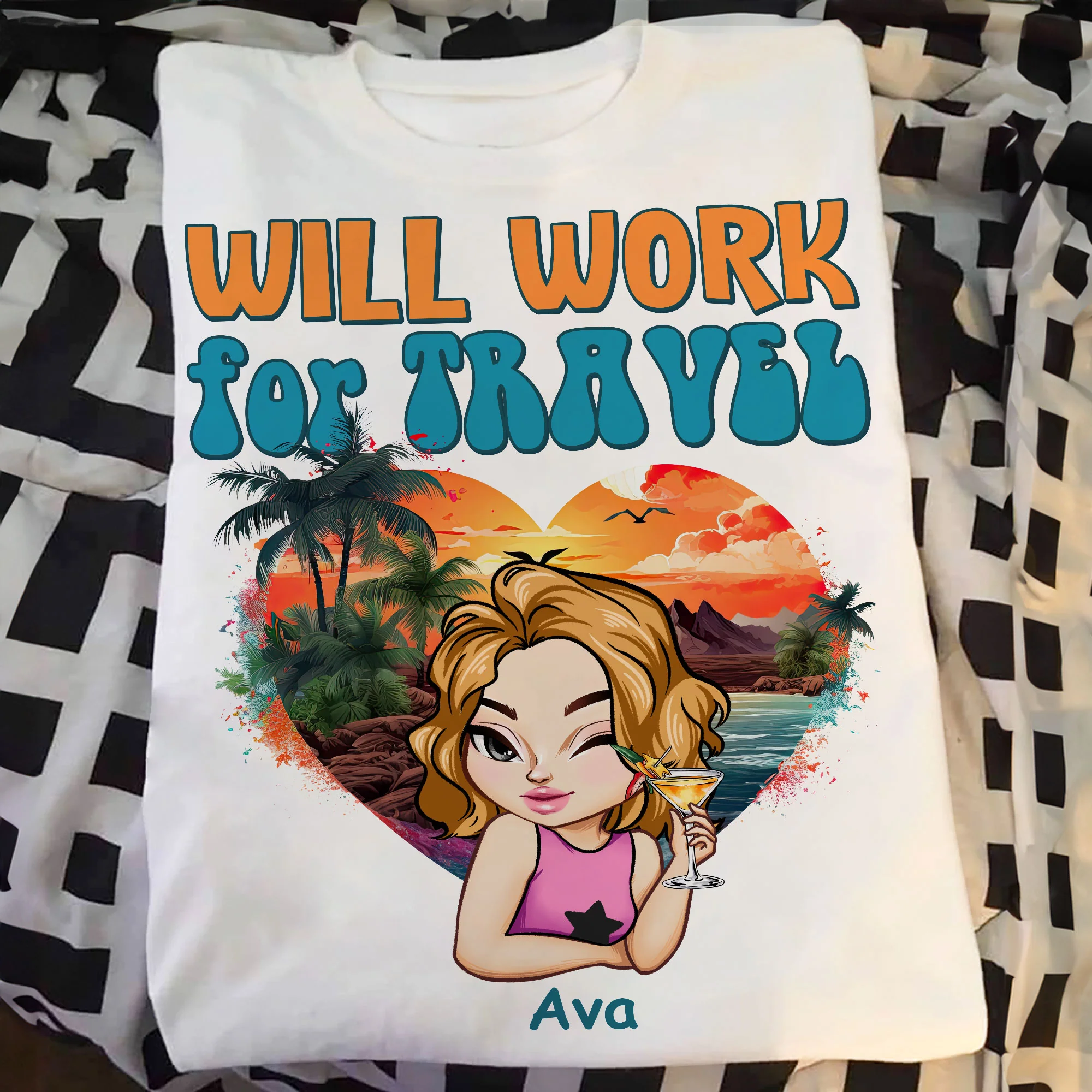 Will Work For Travel - Personalized Shirt - Image 2
