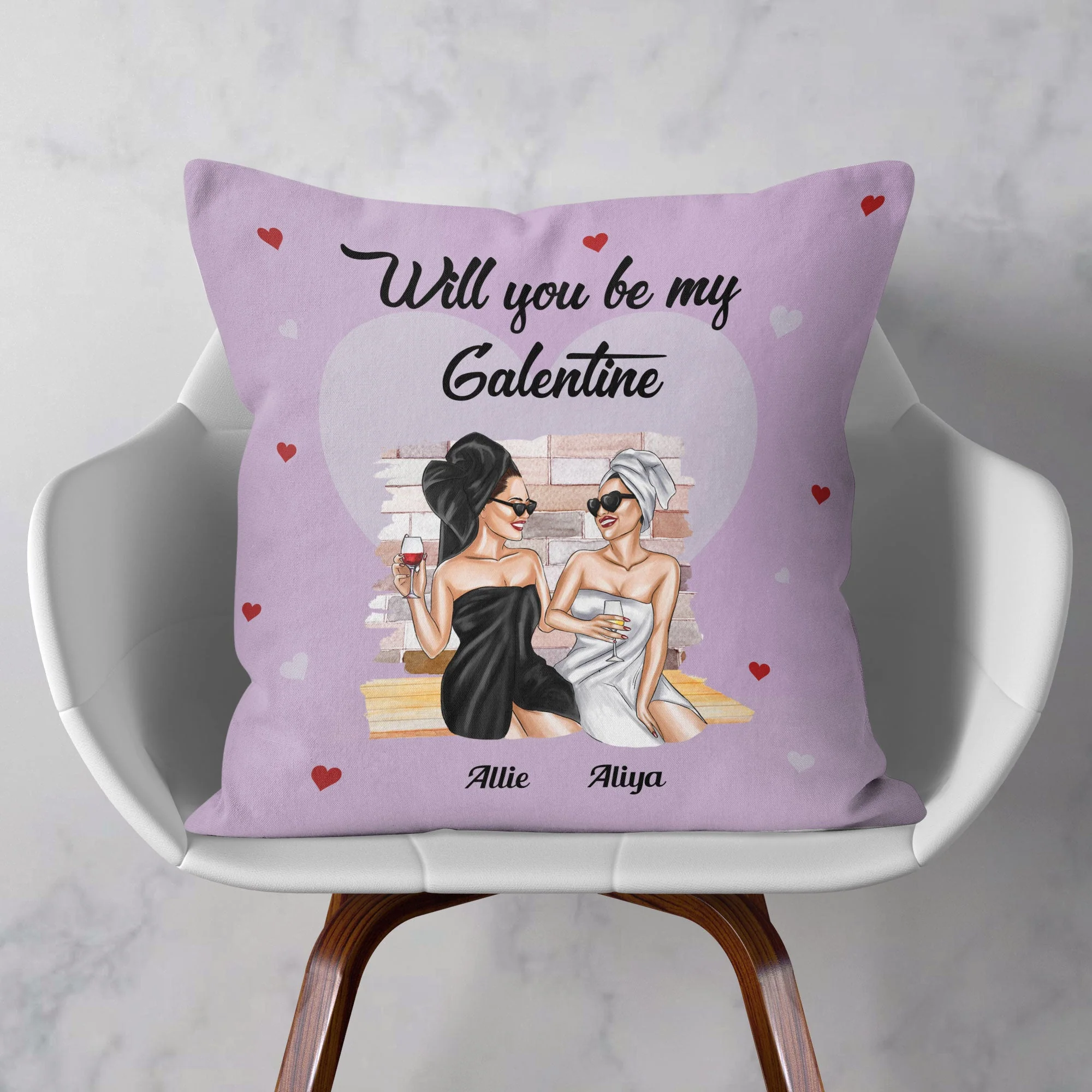 Will You Be My Galentine - Personalized Pillow (Insert Included) - Galentine & Birthday Gift For Best Friend, Bestie, BFF - Image 2
