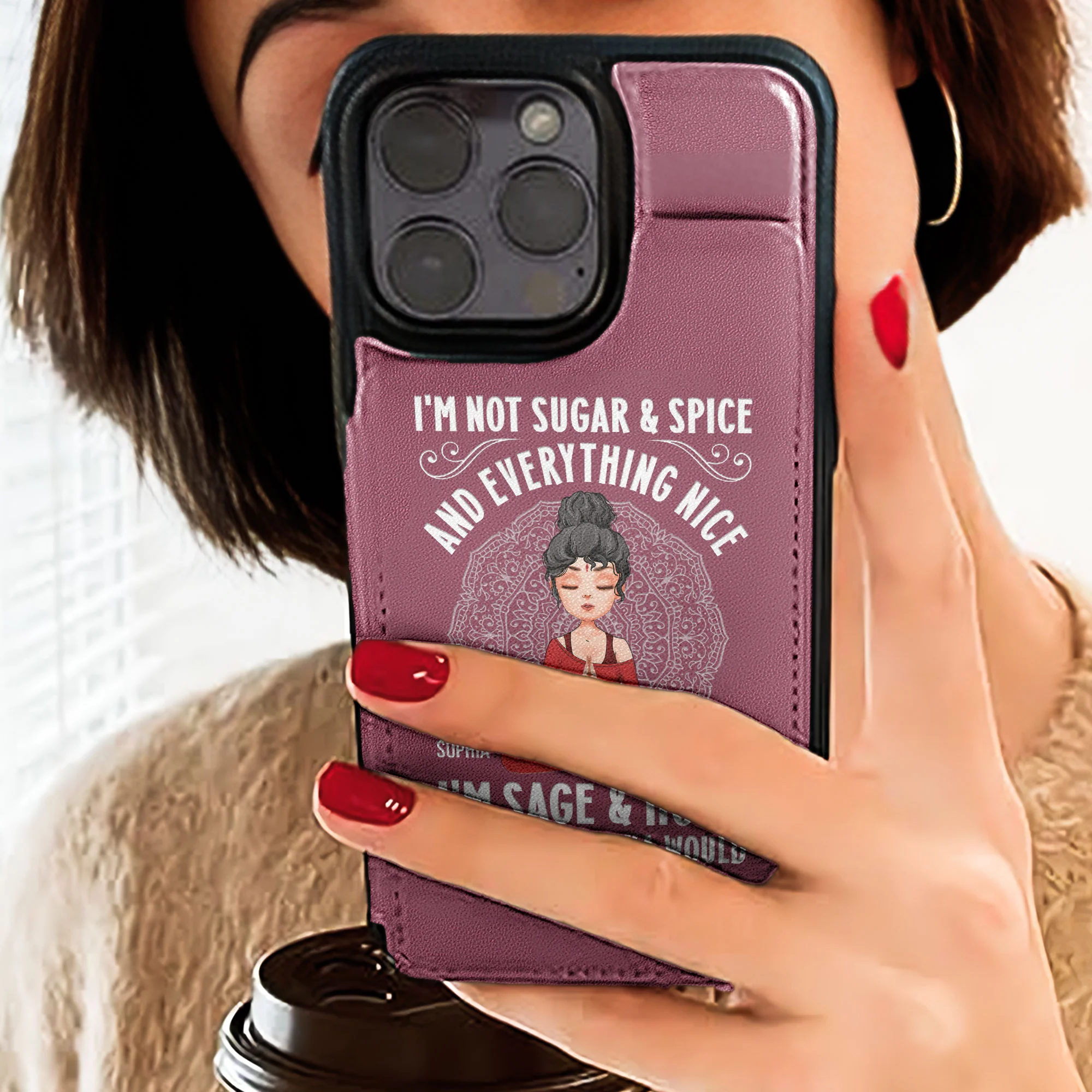 Wish A Mufuka Would - Personalized Leather Flip Wallet Phone Case - Image 5