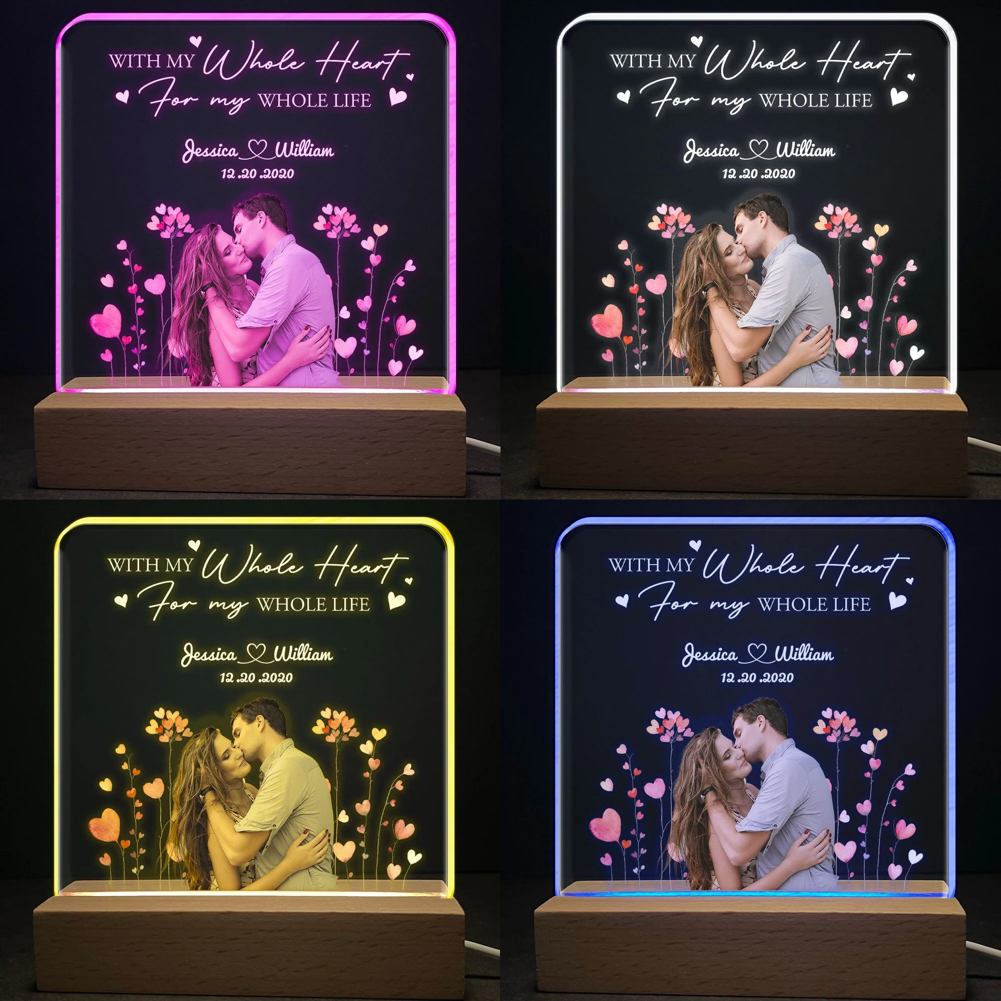 With My Whole Heart, For My Whole Life - Personalized LED Light - Image 5