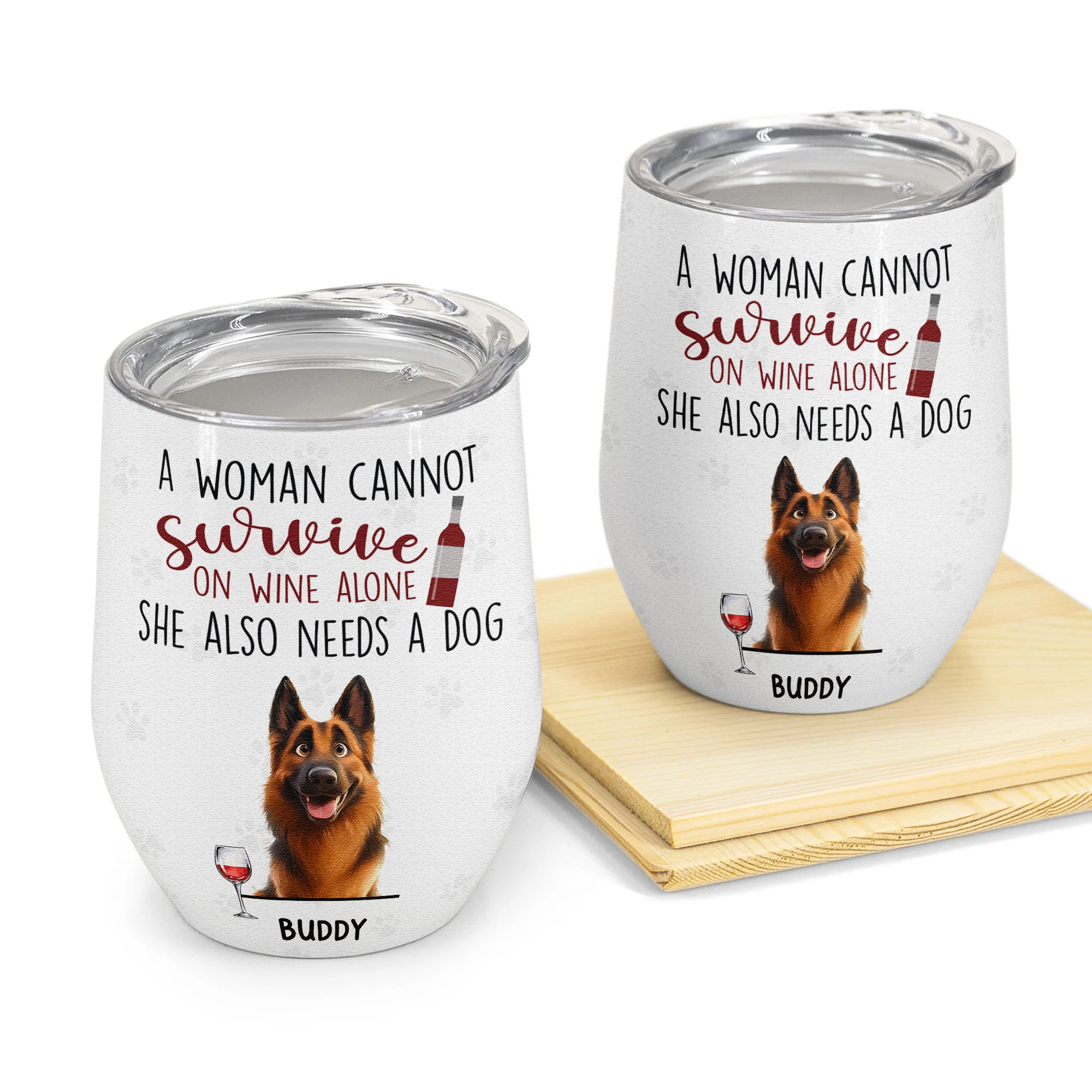 Woman Cannot Survive On Wine Alone - Personalized Wine Tumbler - Image 3