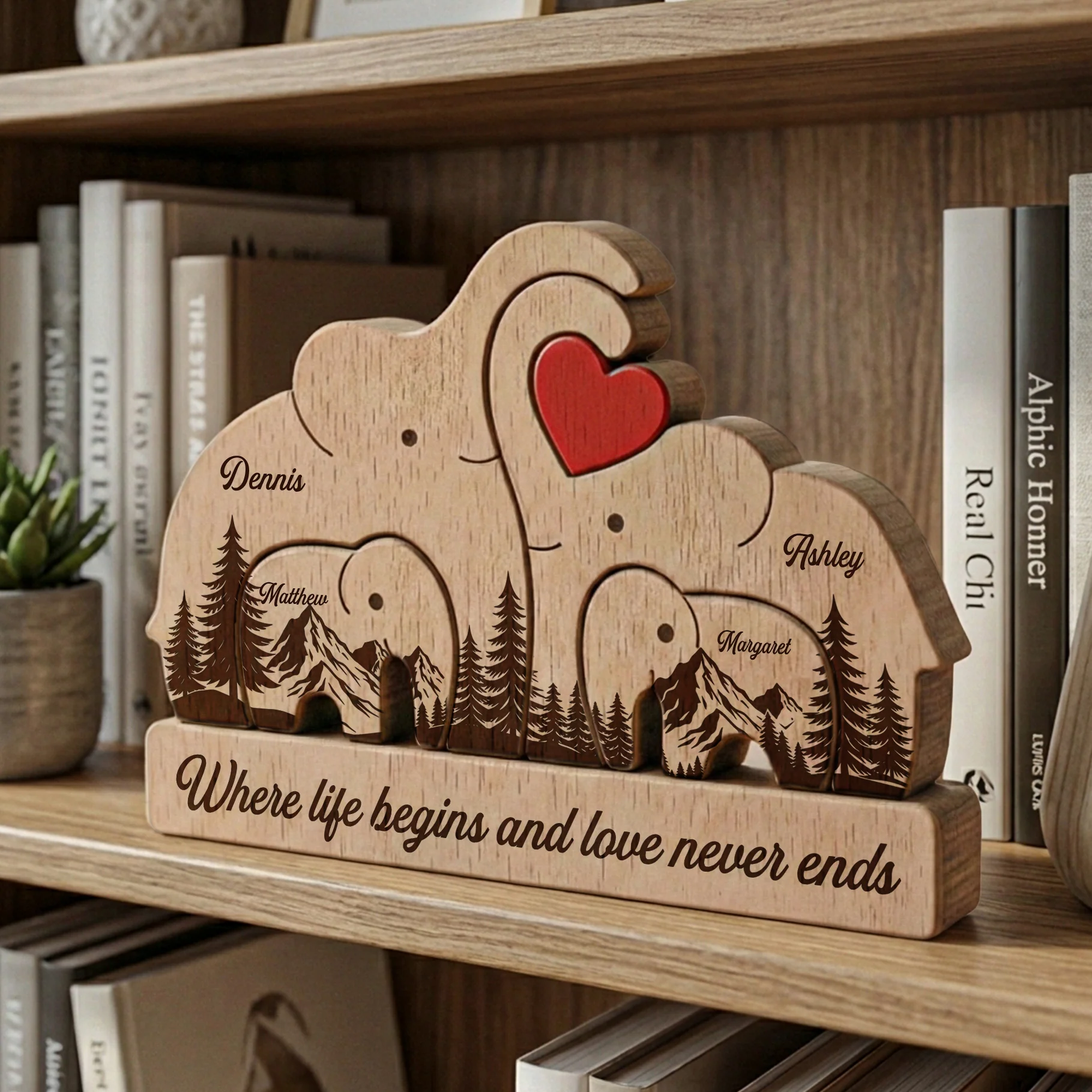 Wooden Elephant Family Puzzle Father's Day Gift For Dad, Husband - Personalized Puzzle - Image 4