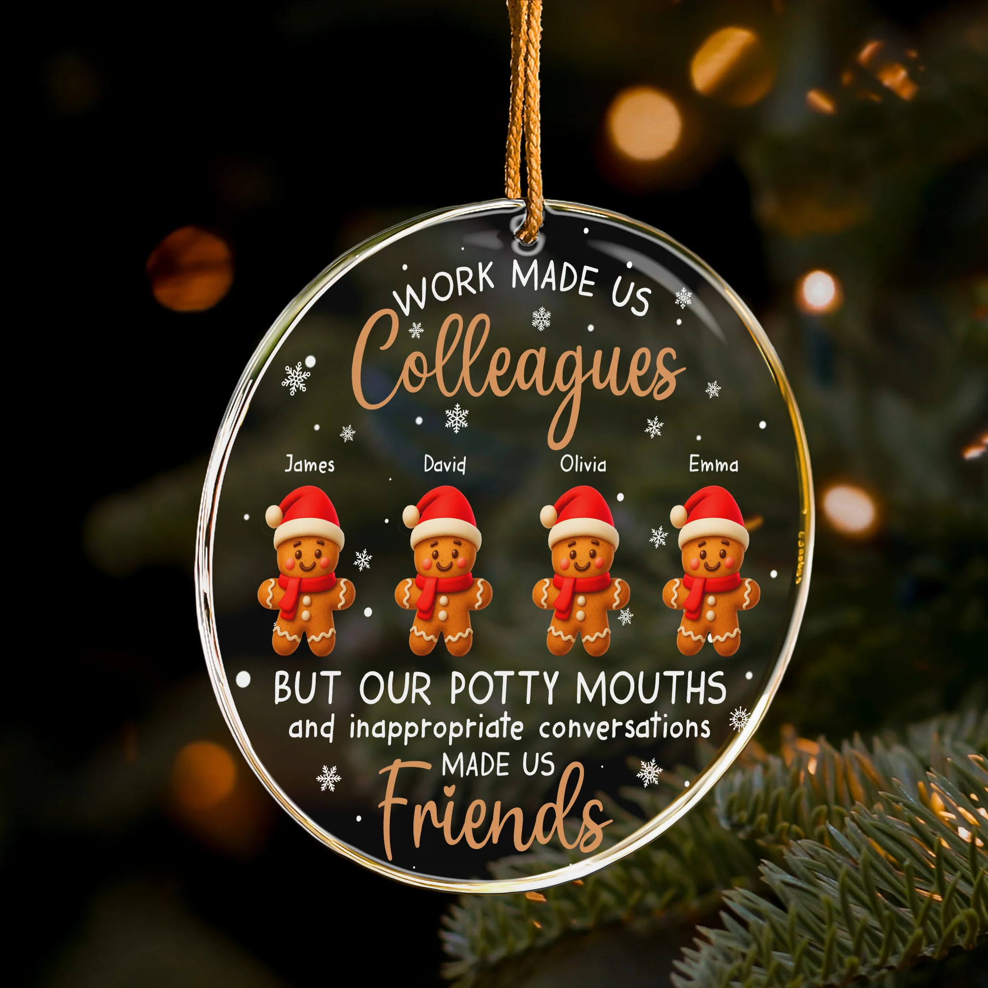 Work Made Us Colleagues - Gingerbread Team - Personalized Acrylic Ornament - Image 4