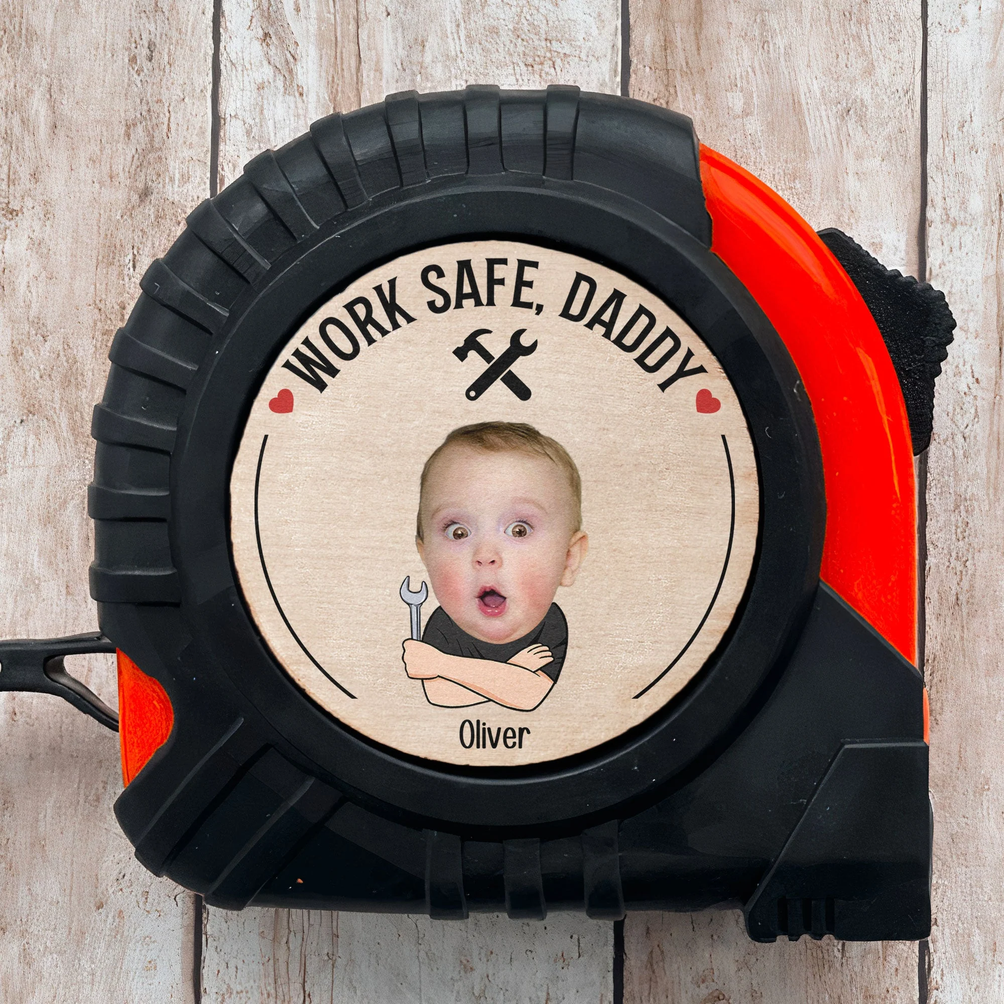 Work Safe, Daddy - Personalized Photo Tape Measure - Image 5