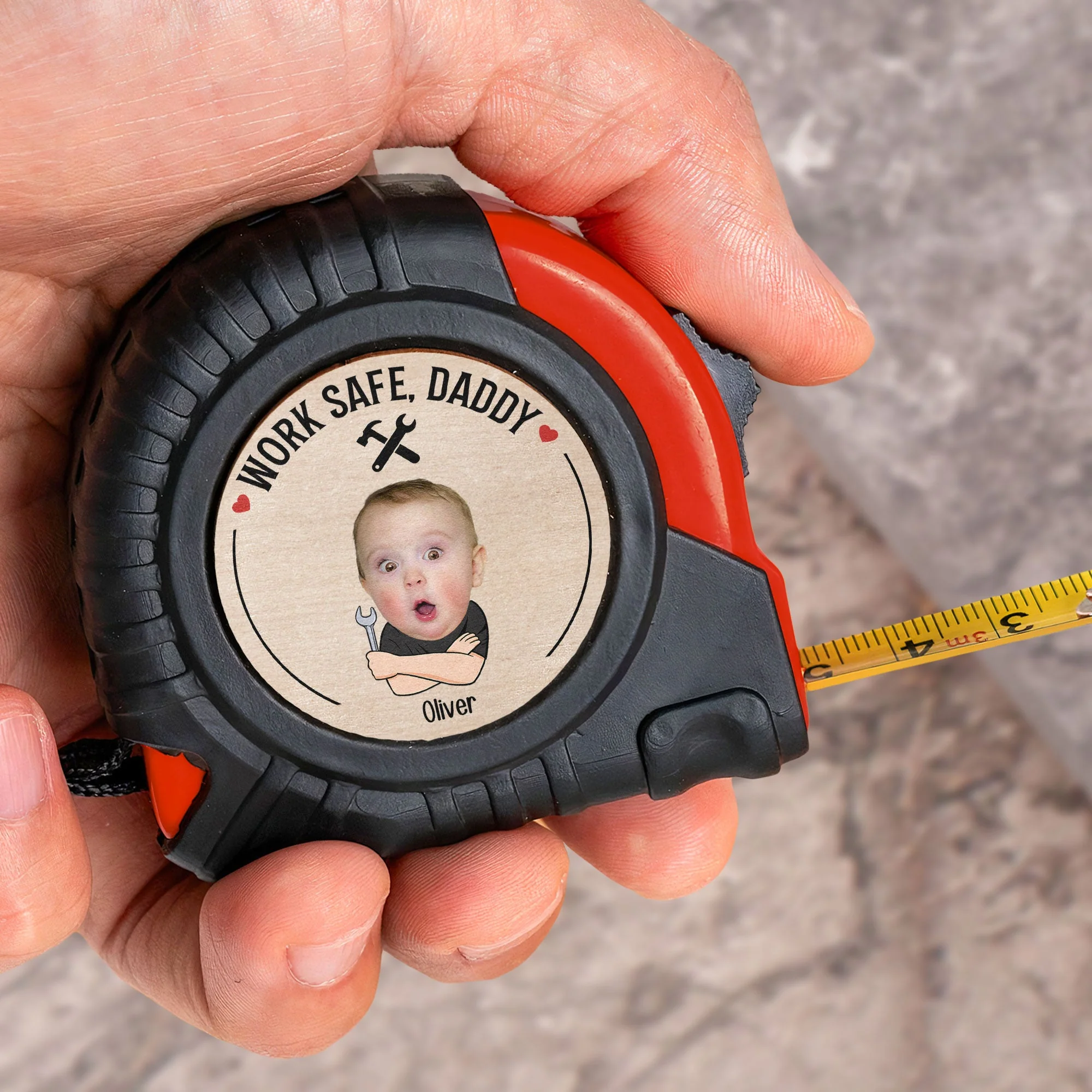 Work Safe, Daddy - Personalized Photo Tape Measure - Image 6