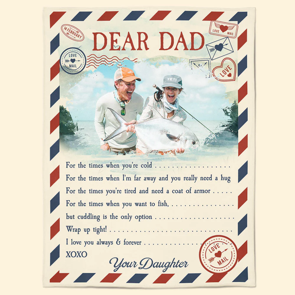 Wrap Up Tight Dad - Personalized Photo Blanket - Image 2
