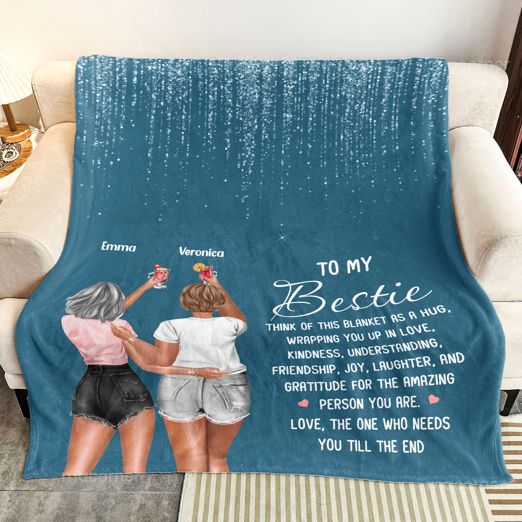 Wrapping You Up In Love, Kindness, Understanding, Friendship - Personalized Friend Blanket - Image 2