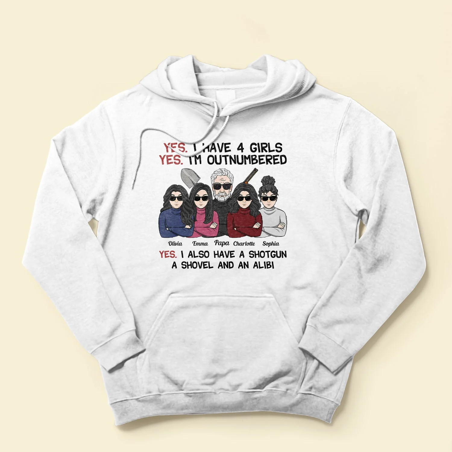 Yes I Have Daughters, Shovel, Alibi - Personalized Shirt - Christmas Gift For Father, Dad, Papa - Image 4