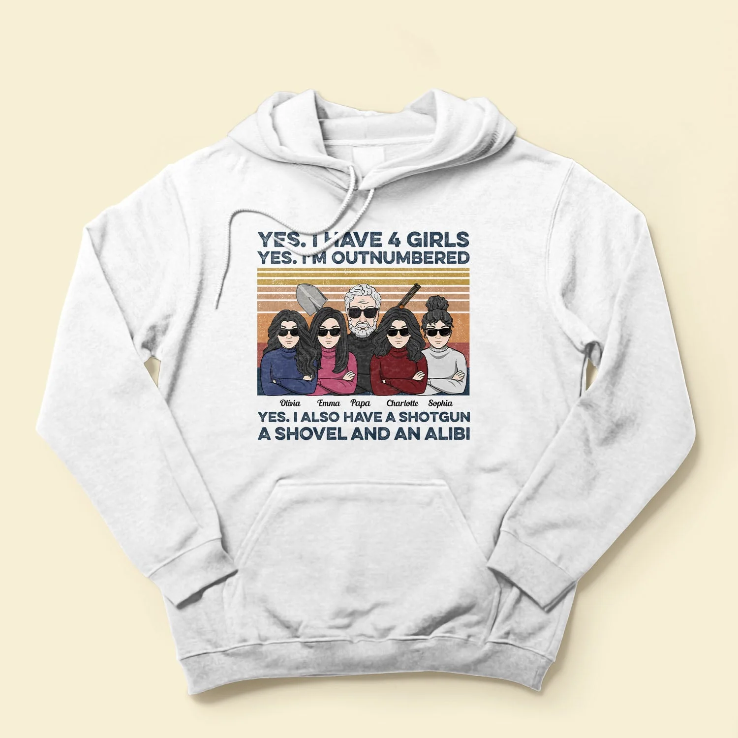 Yes I Have Daughters, Shovel, Alibi - Personalized Vintage Shirt - Christmas Gift For Father, Dad, Papa - Image 4