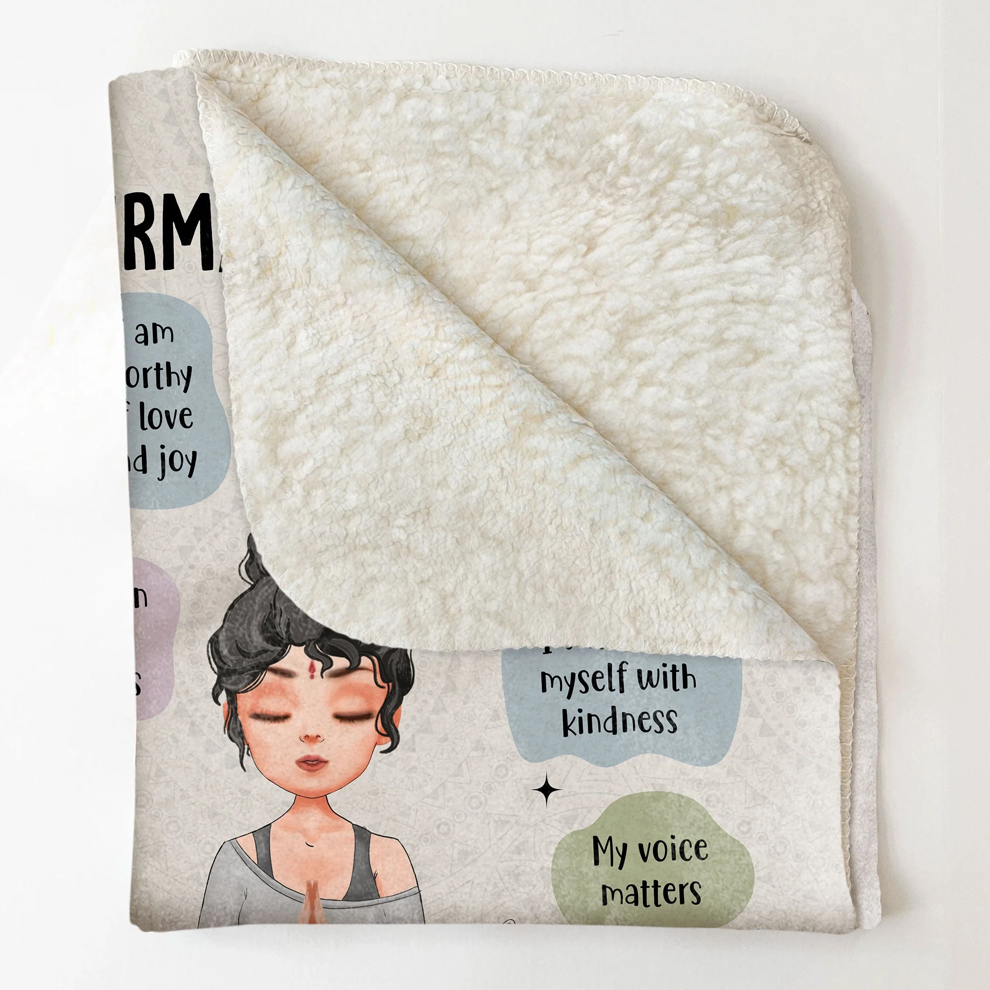 Yoga Girl Affirmations Blanket - Personalized Blanket - Image 5