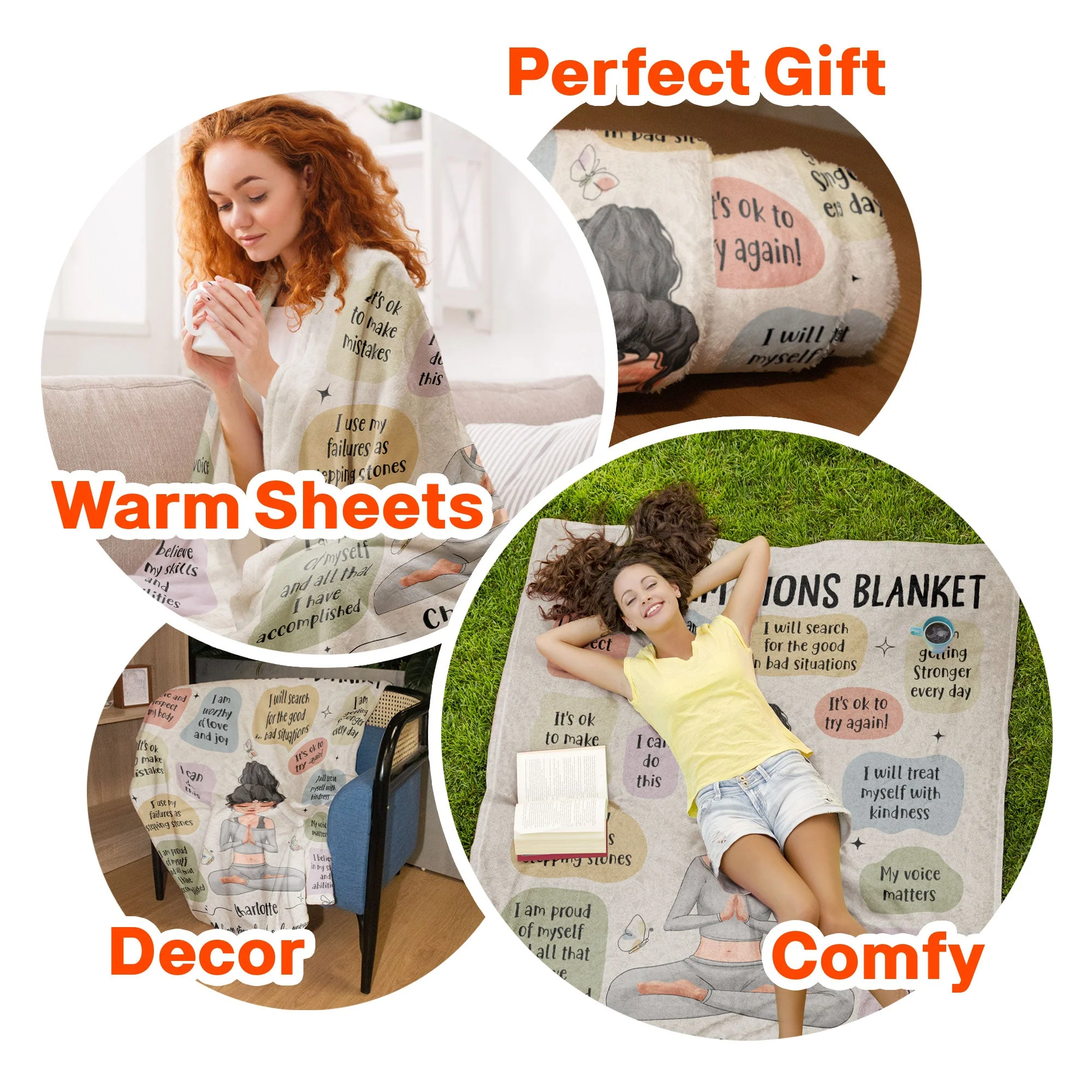Yoga Girl Affirmations Blanket - Personalized Blanket - Image 7