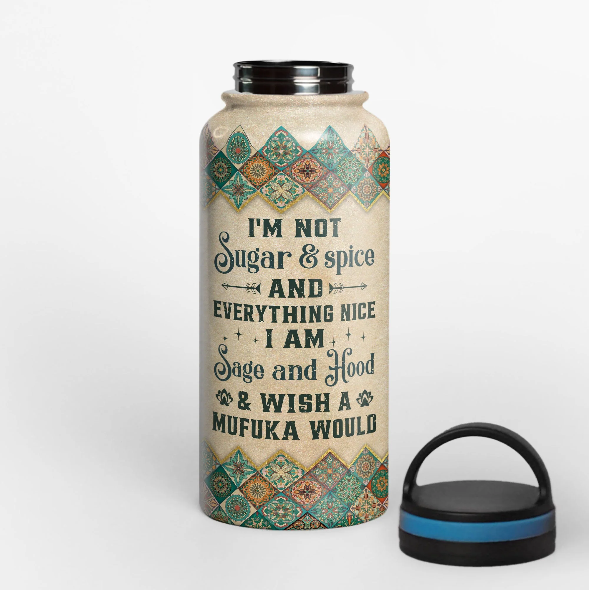 Yoga Girl - Sage And Hood  - Personalized 32oz Steel Water Bottle - Image 3