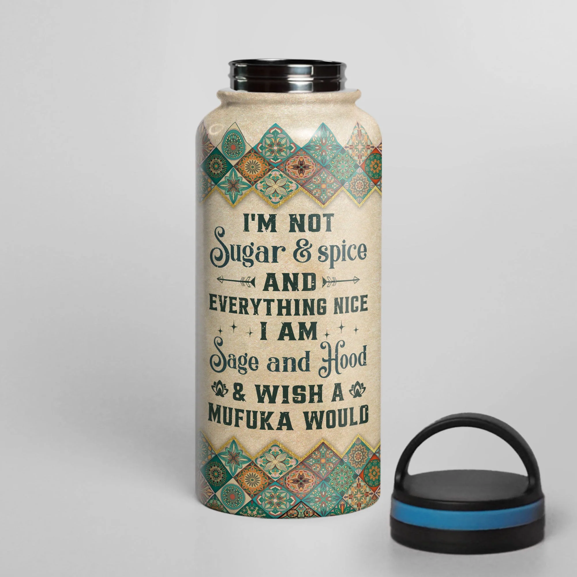 Yoga Girl - Sage And Hood  - Personalized 32oz Steel Water Bottle - Image 4