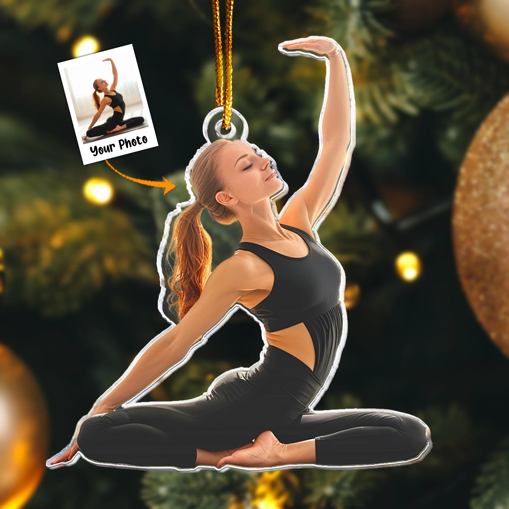Yoga Ornament Christmas Decoration - Personalized Acrylic Photo Ornament - Image 2