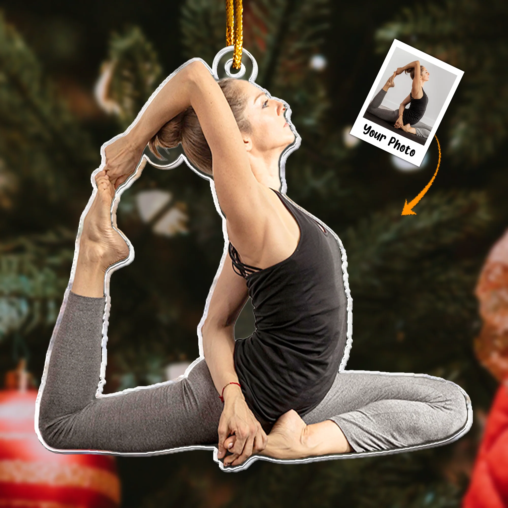 Yoga Ornament Christmas Decoration - Personalized Acrylic Photo Ornament - Image 4