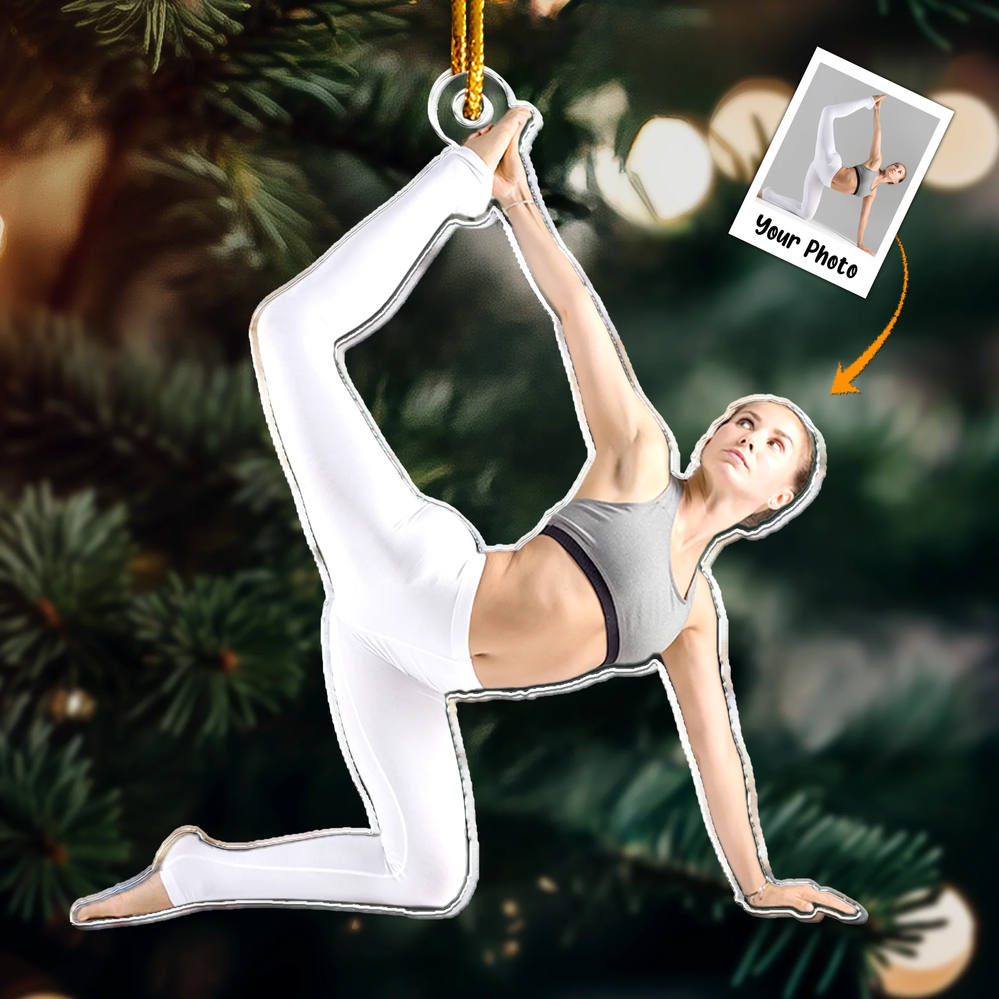 Yoga Ornament Christmas Decoration - Personalized Acrylic Photo Ornament - Image 6