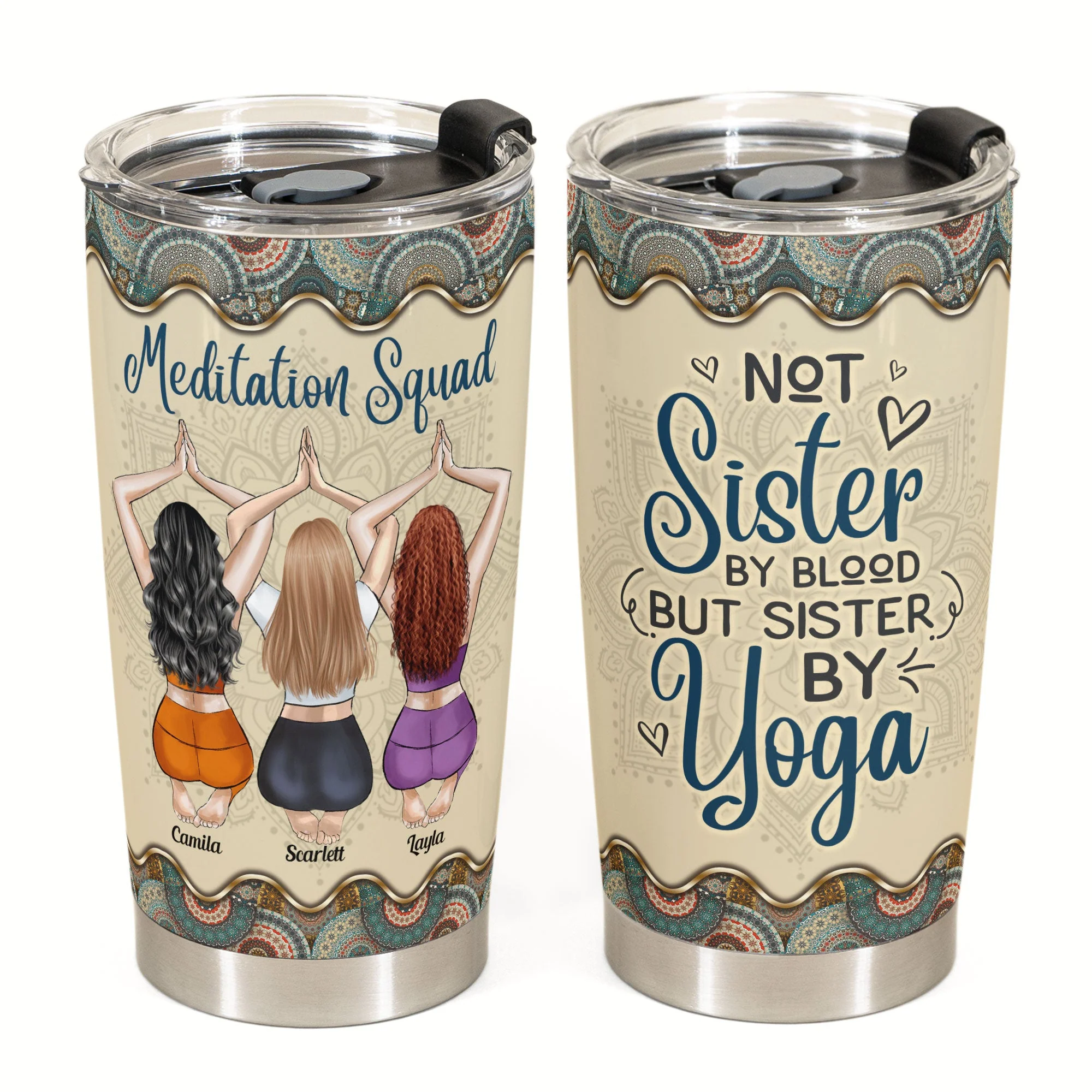 Yoga Squad - Personalized Tumbler - Gift For Yoga Lover, Mom, Daughter, Yoga Instructor - Image 2