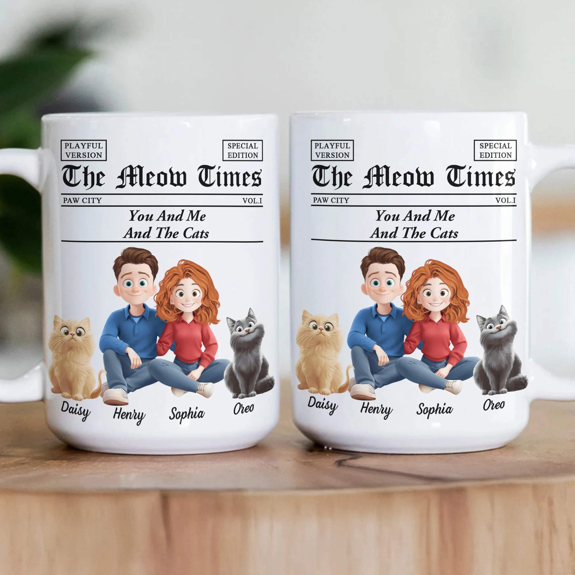 You And Me And The Dogs, Cats, Fur Babies - Newspaper Themed - Personalized Mug - Image 3