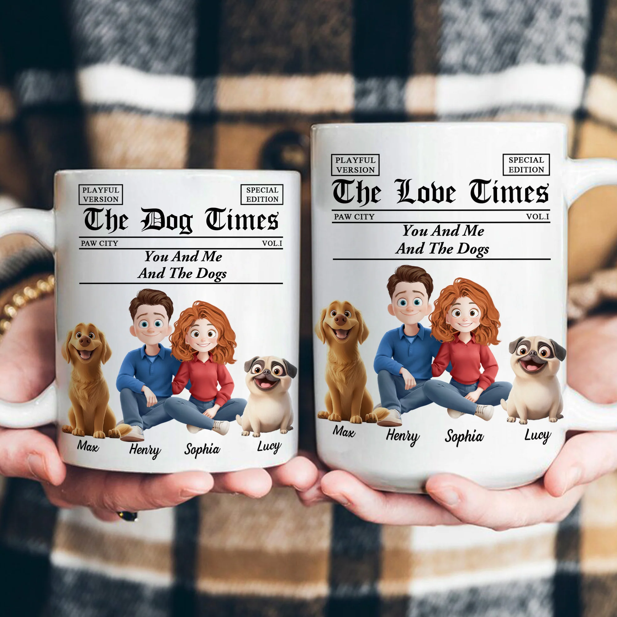 You And Me And The Dogs, Cats, Fur Babies - Newspaper Themed - Personalized Mug - Image 4