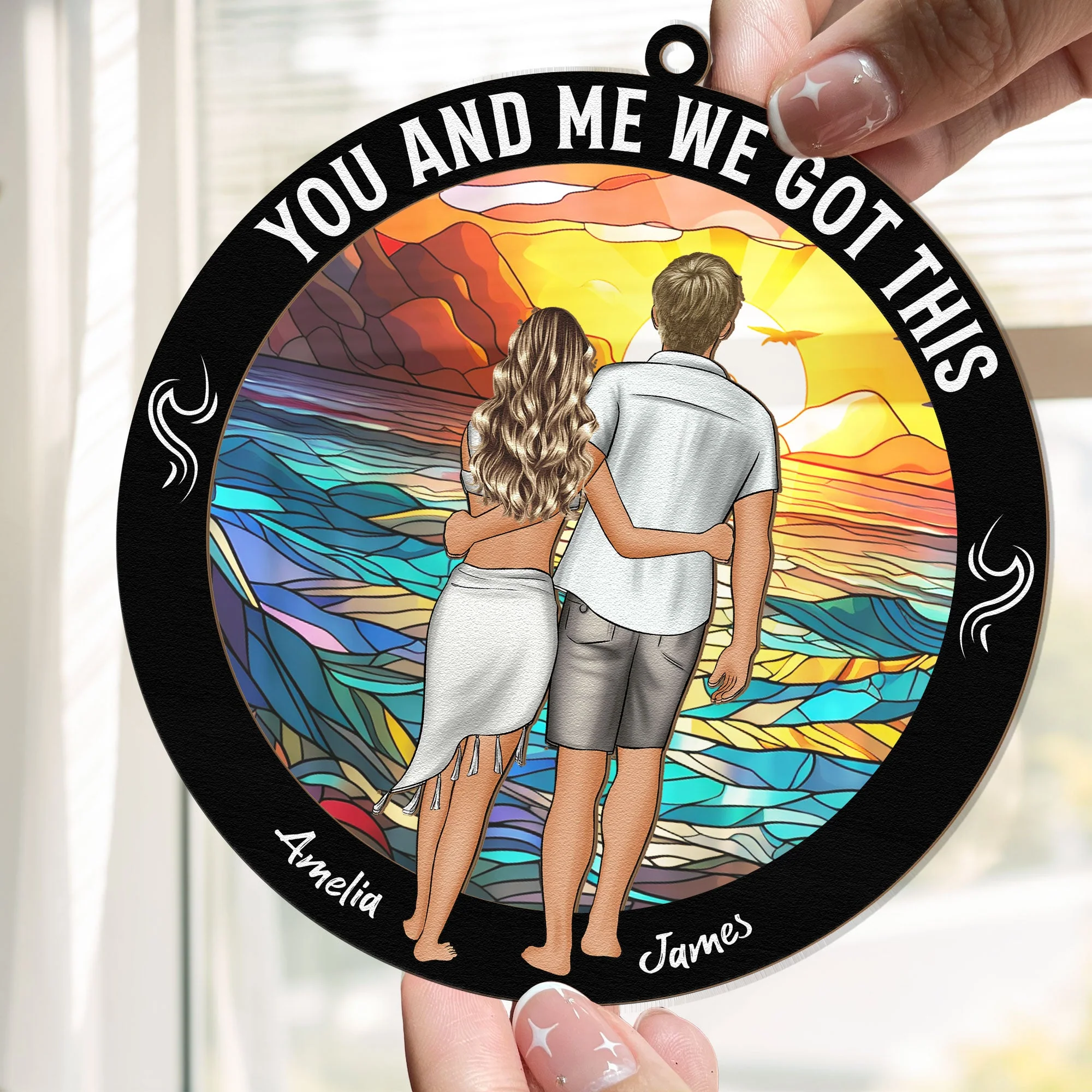 You And Me We Got This Couples - Personalized Window Hanging Suncatcher Ornament - Image 3