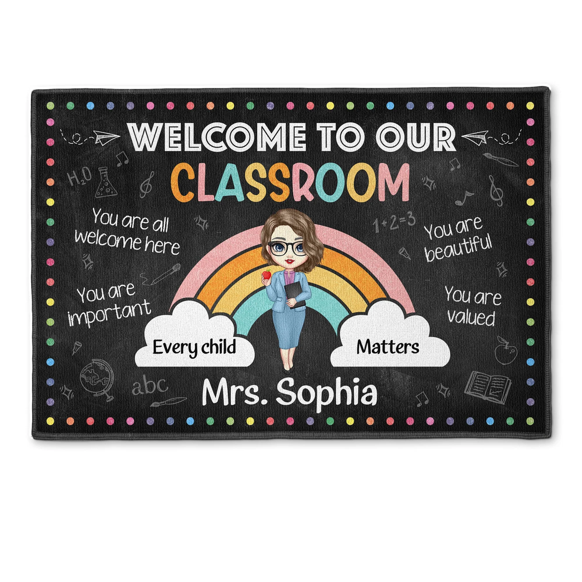 You Are All Welcome Here You Are Important Teacher - Personalized Doormat - Image 2