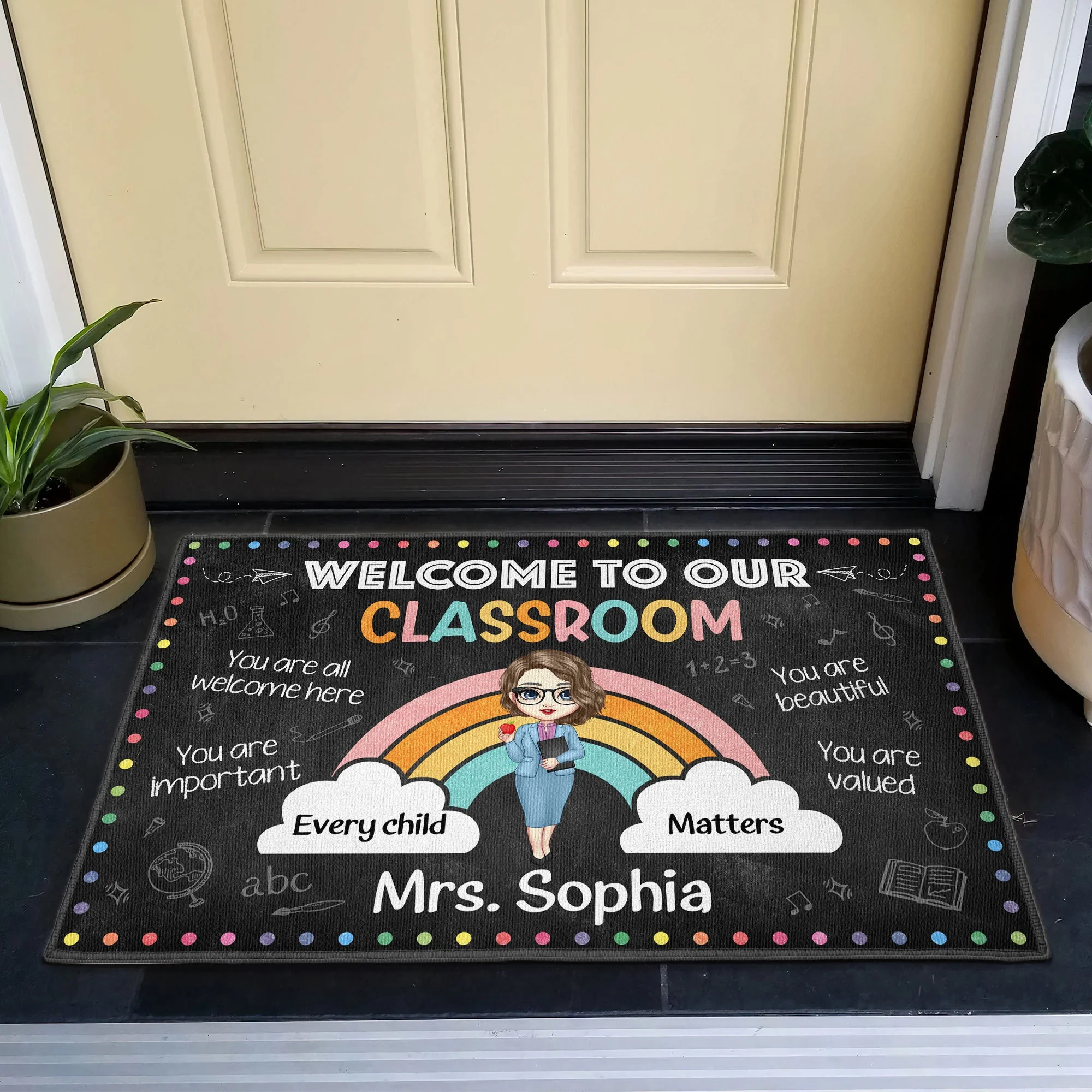 You Are All Welcome Here You Are Important Teacher - Personalized Doormat - Image 4