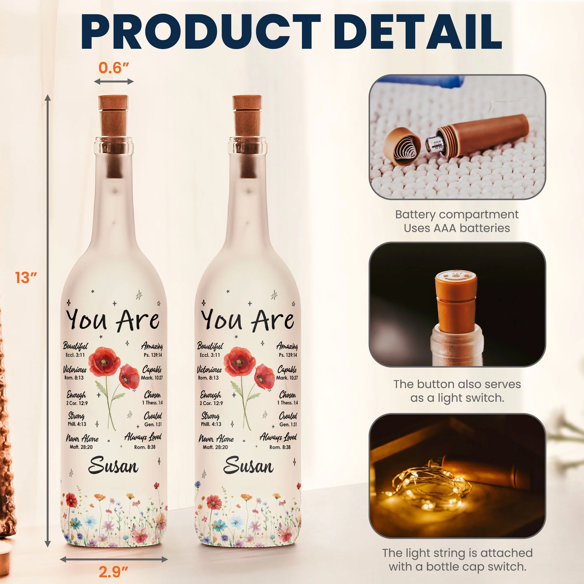 You Are Always Loved - Personalized Bottle Lamp - Image 4