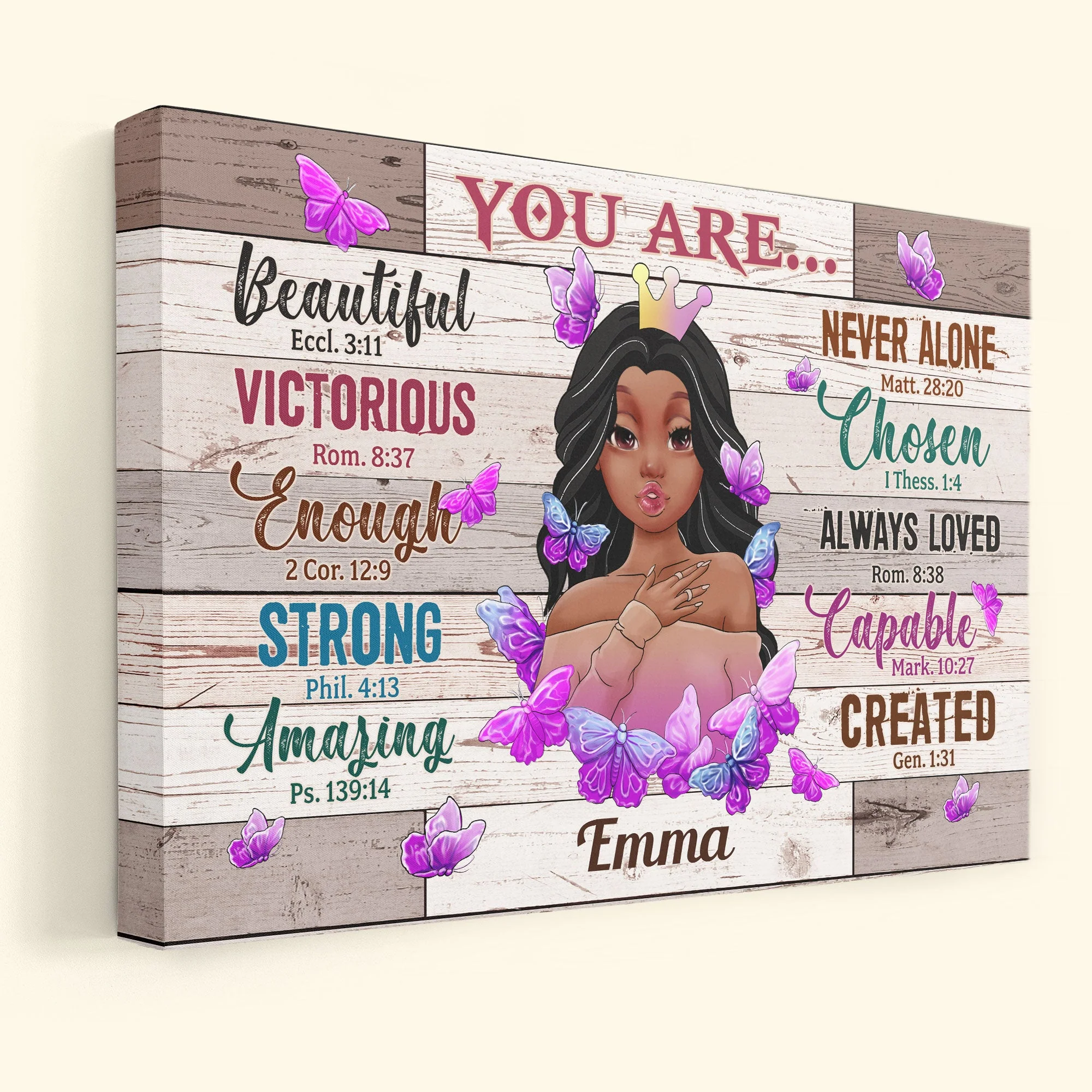 You Are Beautiful Never Alone - Personalized Poster/Wrapped Canvas - Birthday Gift For Girls, Black Girls, Daughters, Grand-daughters, Friends - Image 2