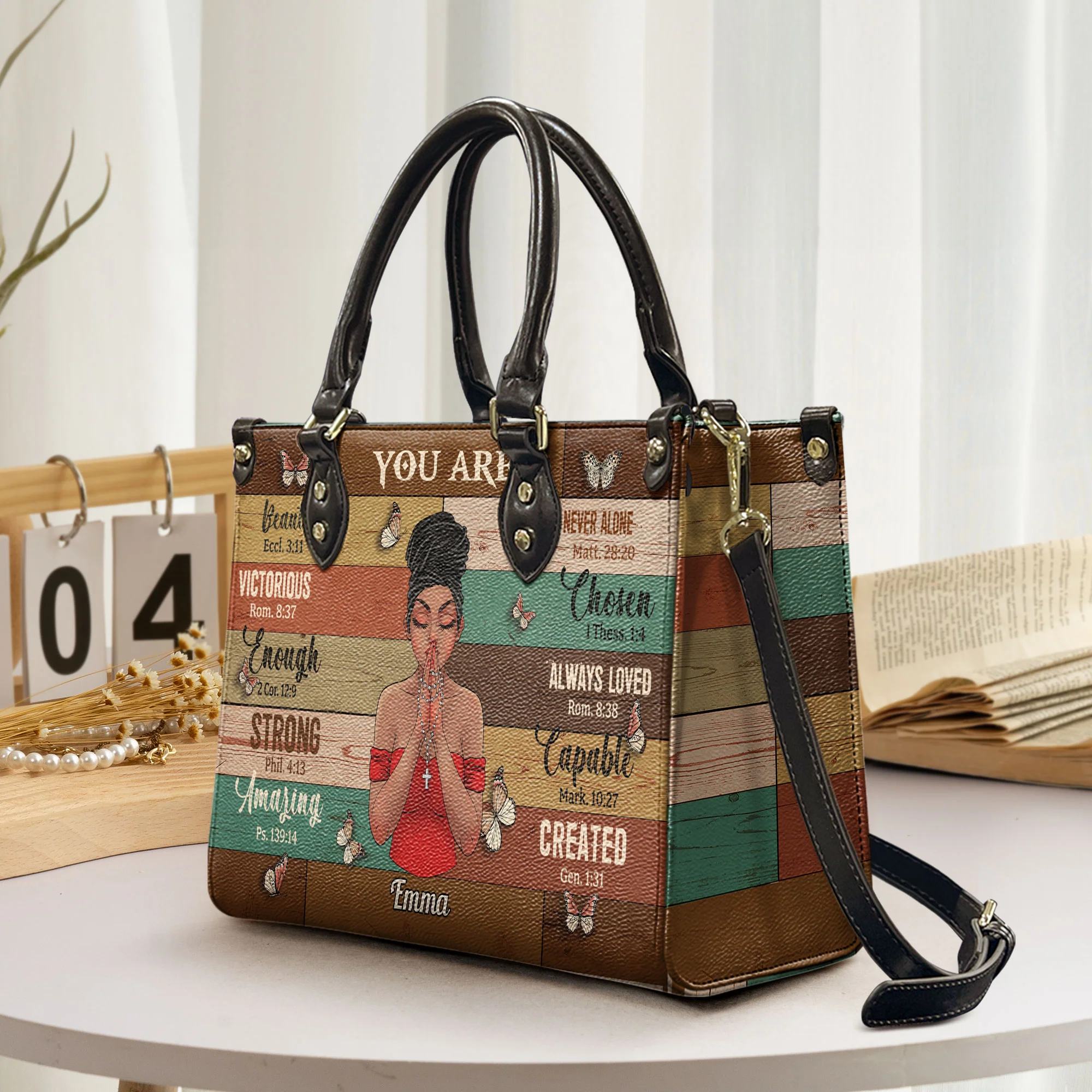 You Are Beautiful Strong - Personalized Leather Bag - Image 2